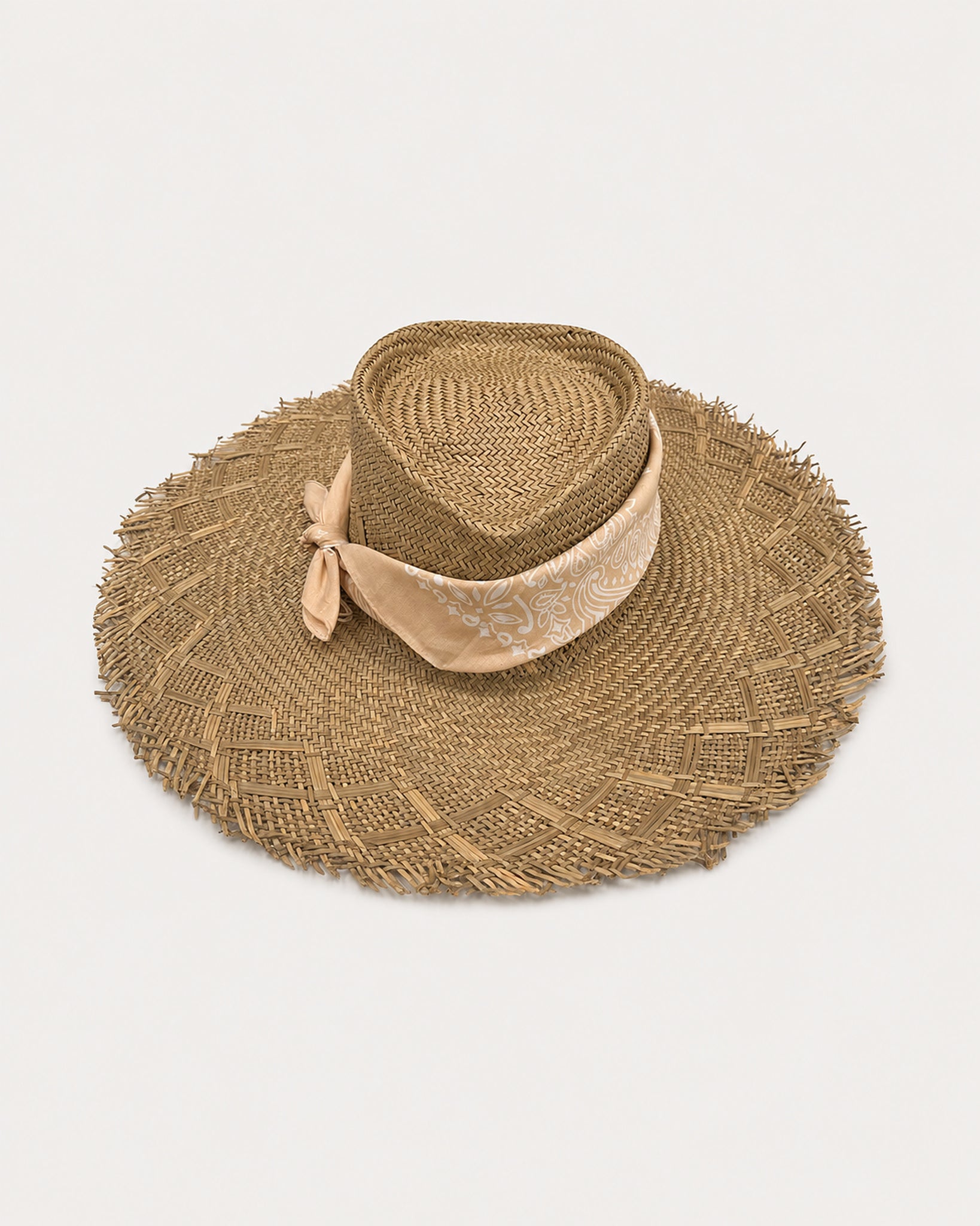 Calissa Cappello in Giunco e Bandana Beige