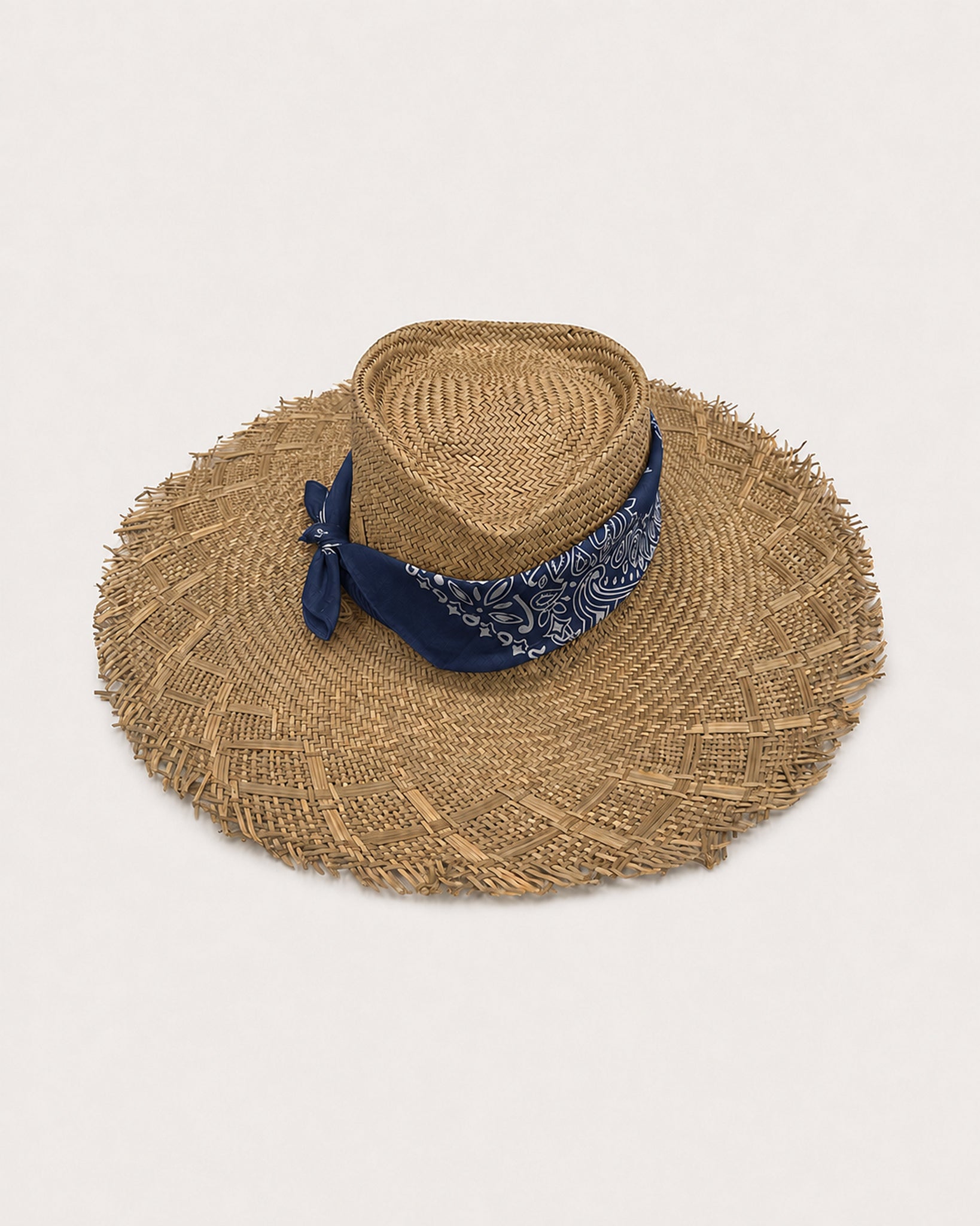 Calissa Cappello in Giunco e Bandana Blu