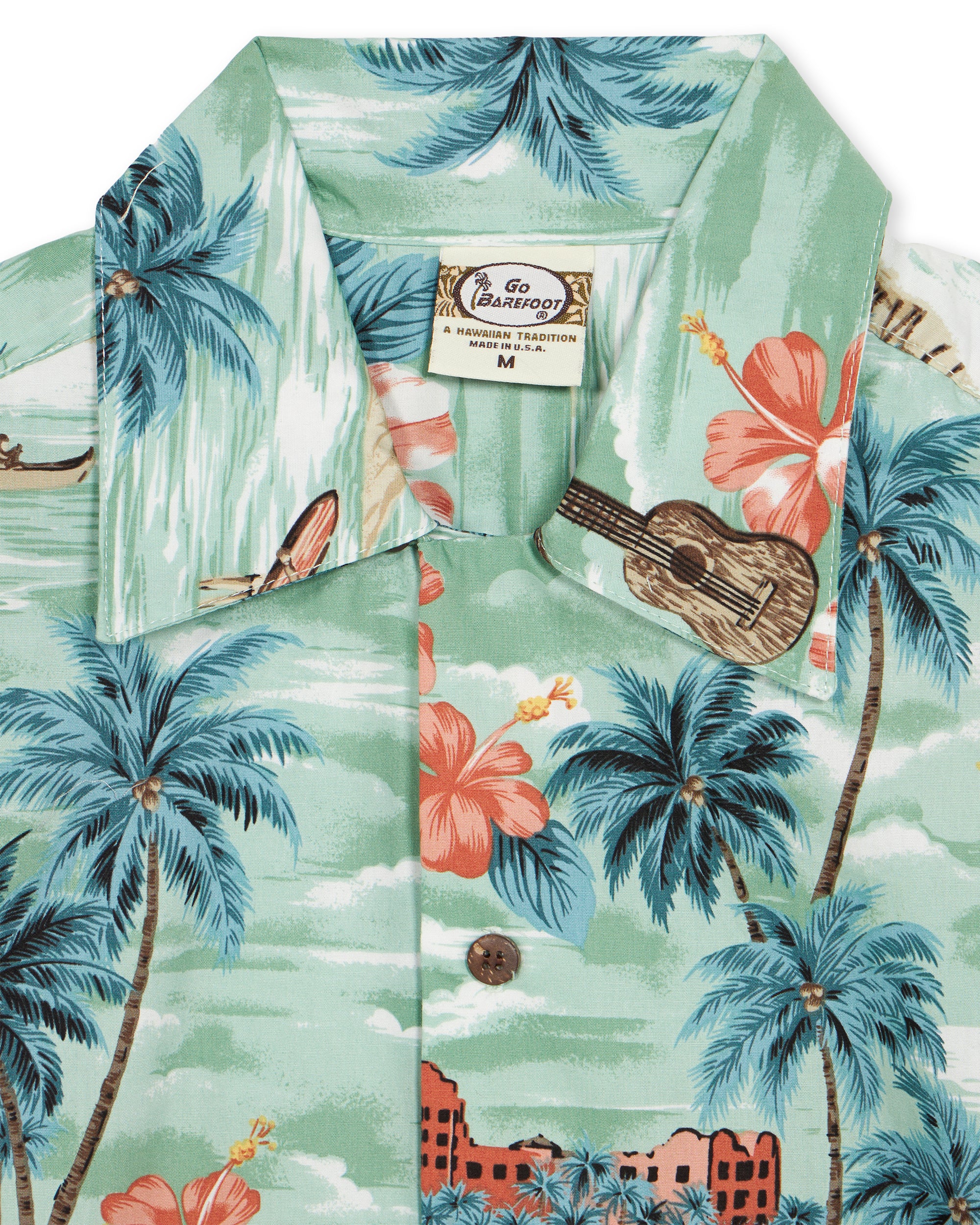 Fiji Camicia Con Stampa in Cotone a Maniche Corte