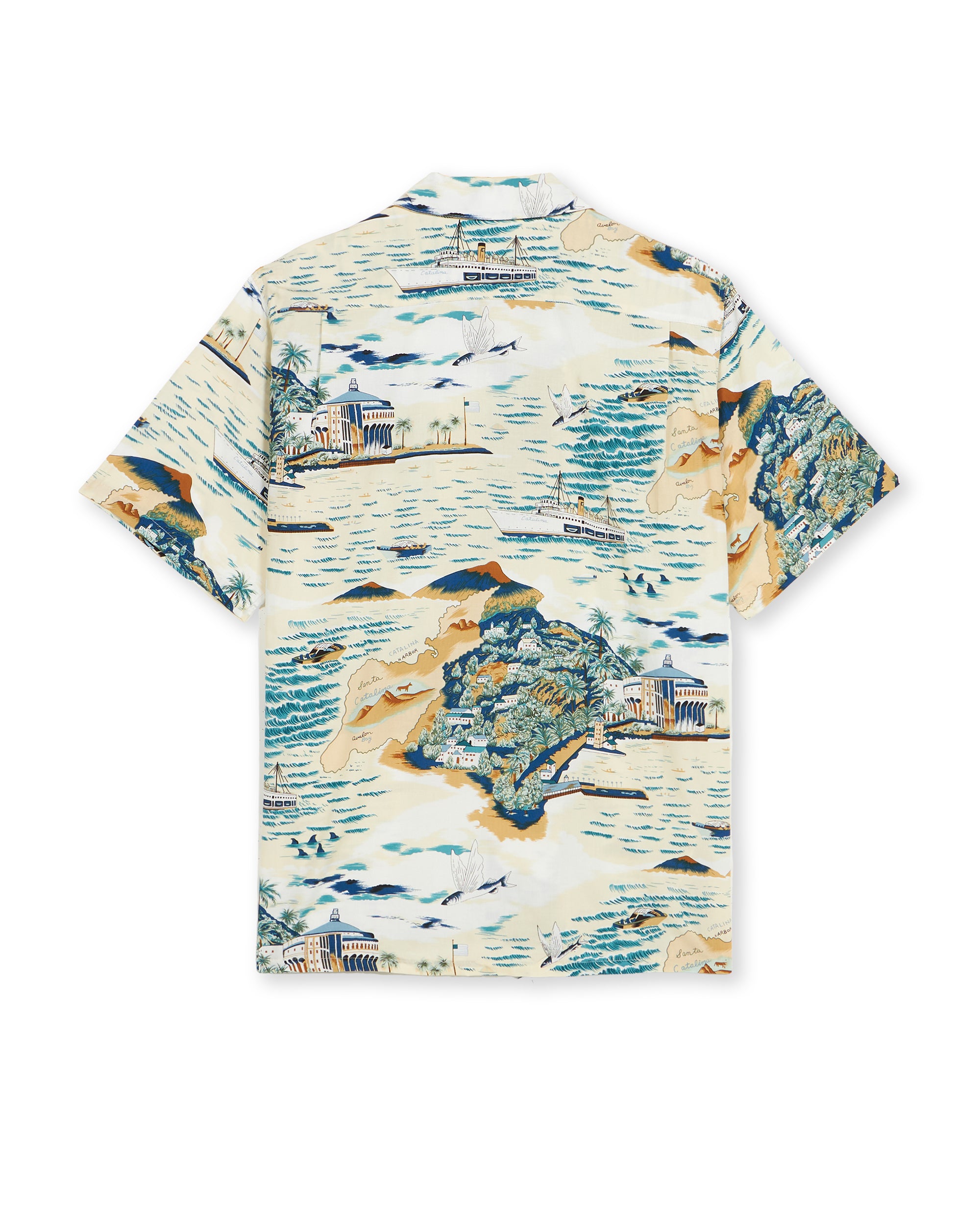 Santacatalina Camicia Con Stampa in Cotone a Maniche Corte