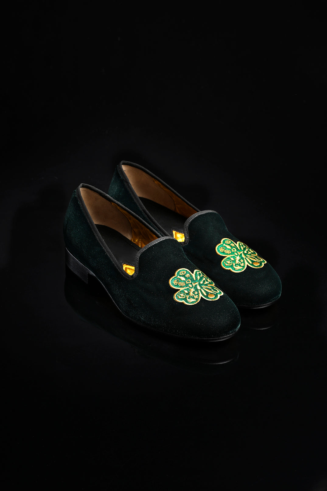Smokedbone Velvet "Broadway Clover" Slippers