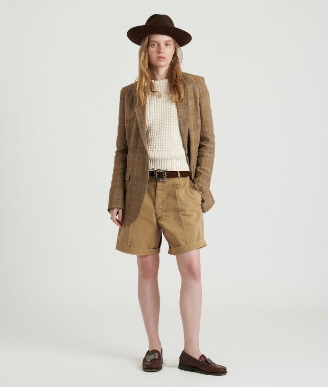 Jillian Bermuda in Canvas di Cotone Con Pences