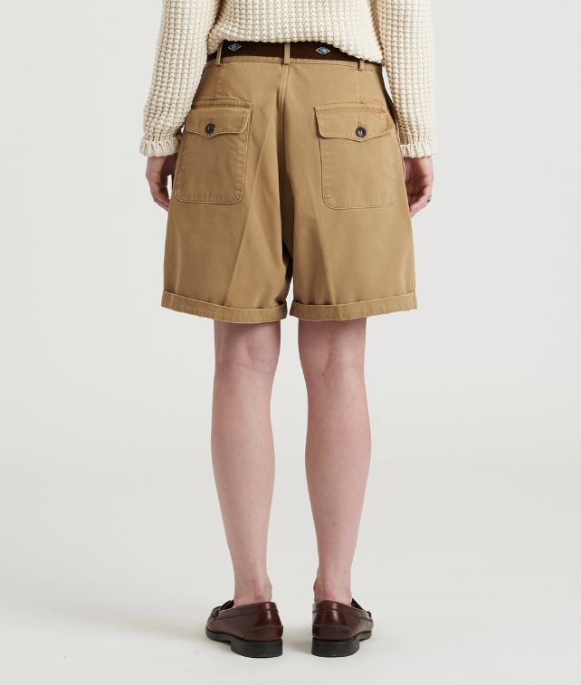 Jillian Bermuda in Canvas di Cotone Con Pences