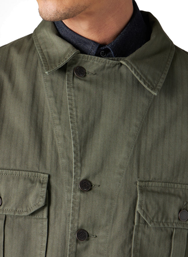 Khai Overshirt In Herringbone di Cotone