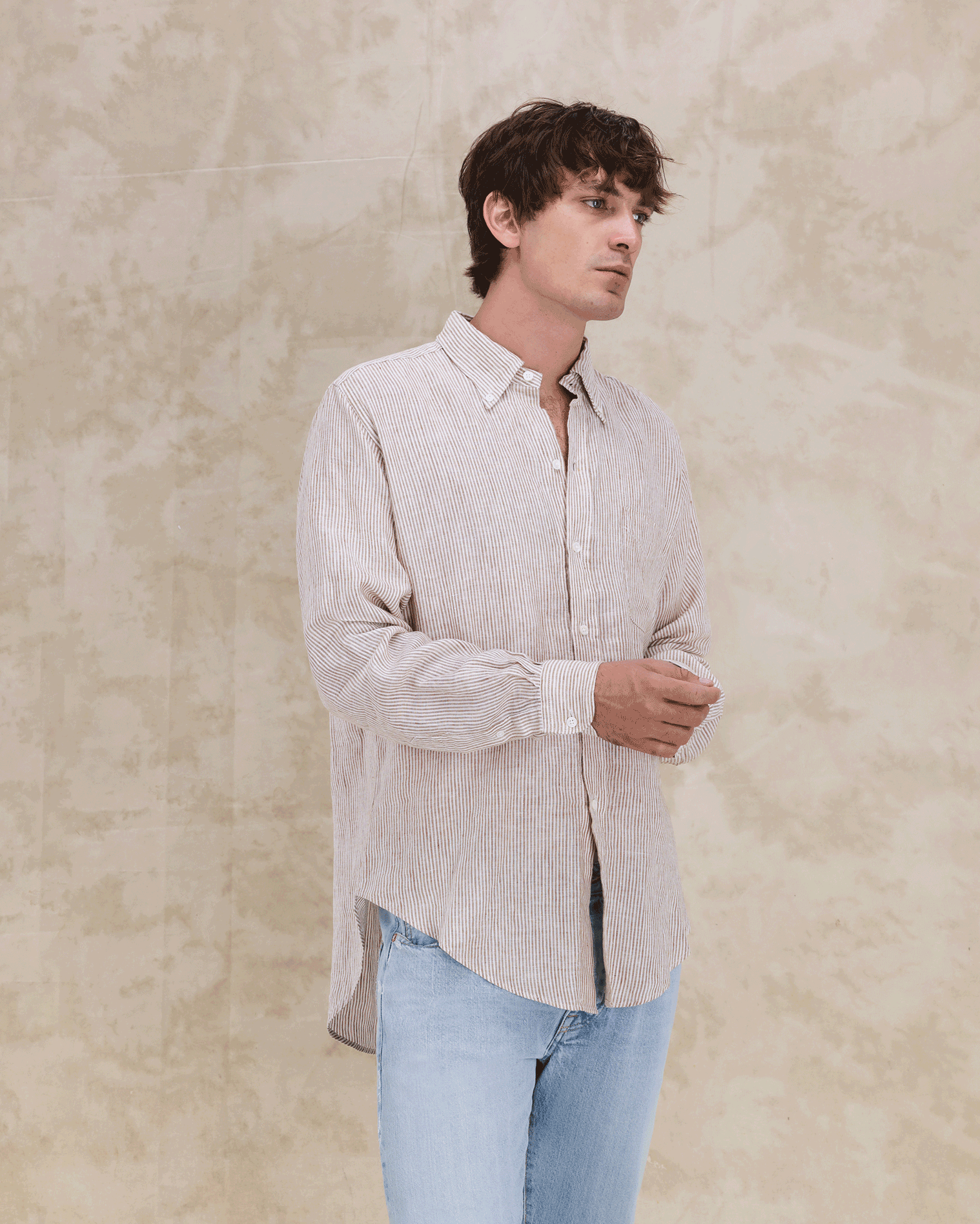 King Camicia In Lino Con Tasca