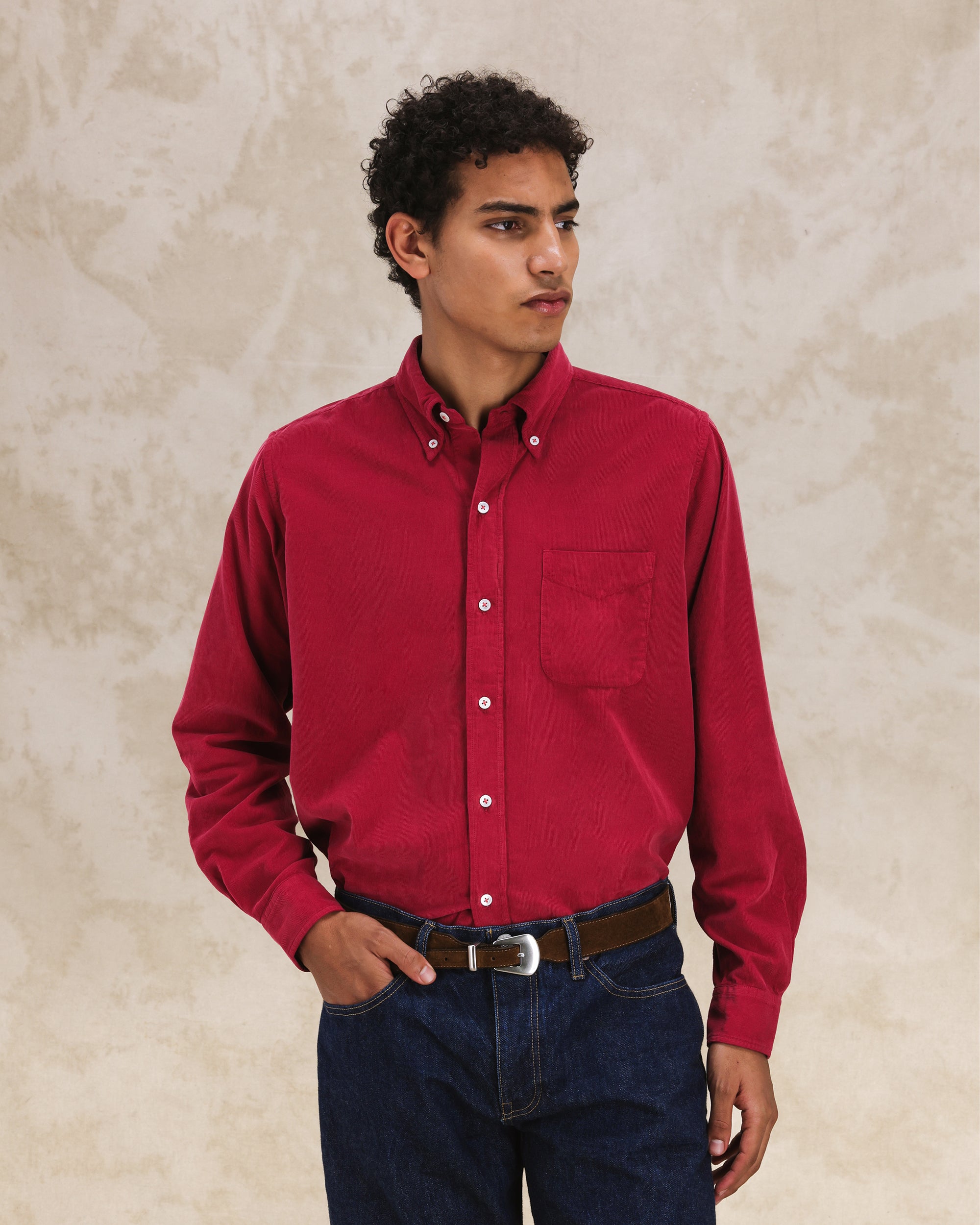 King Camicia In Velluto A Coste