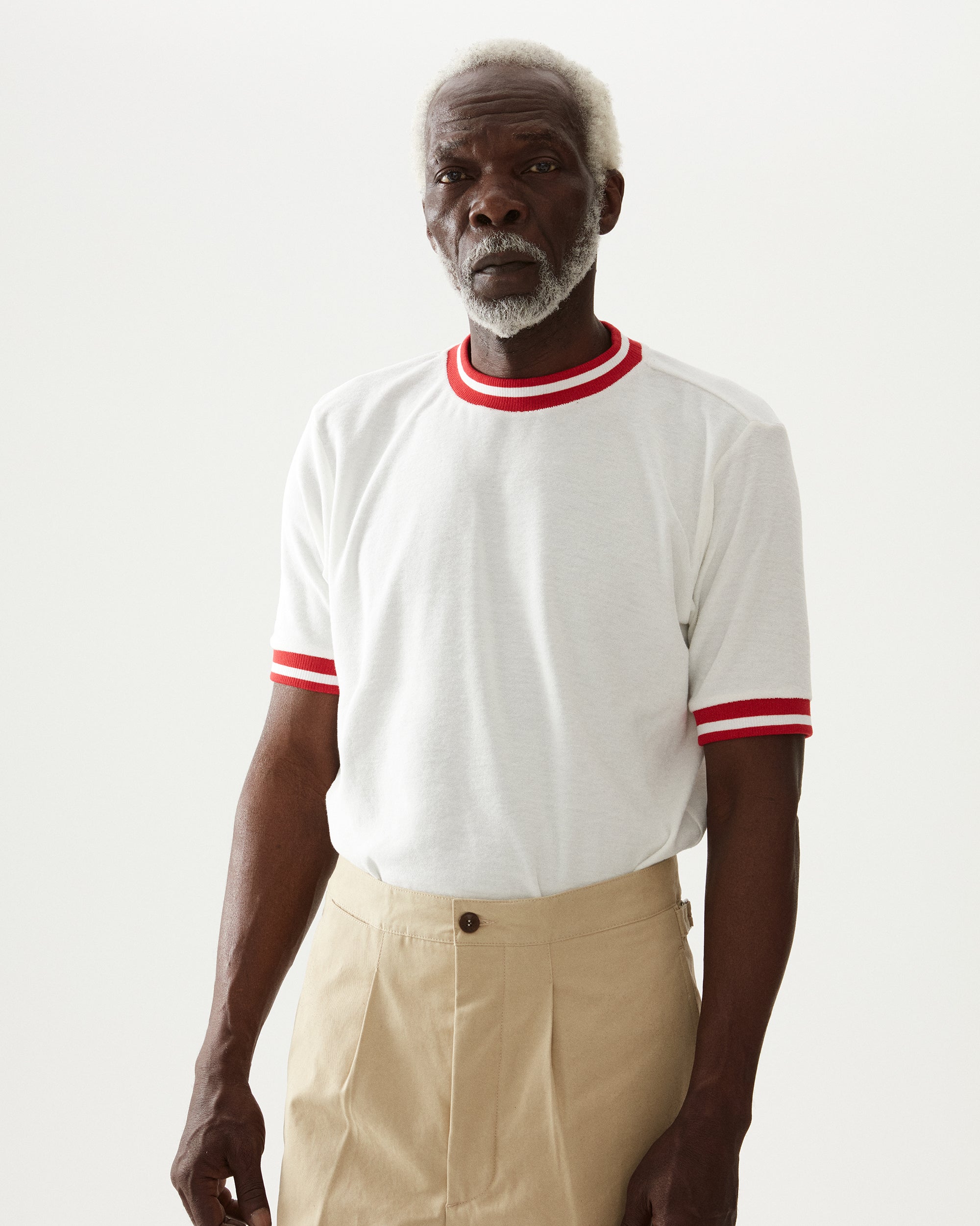 Led Terry Jersey T-Shirt With Striped Border