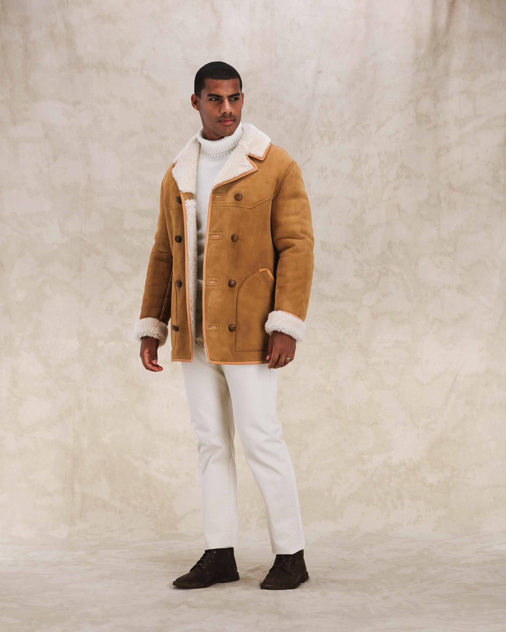 Lemans Double-Breasted Sheepskin Coat