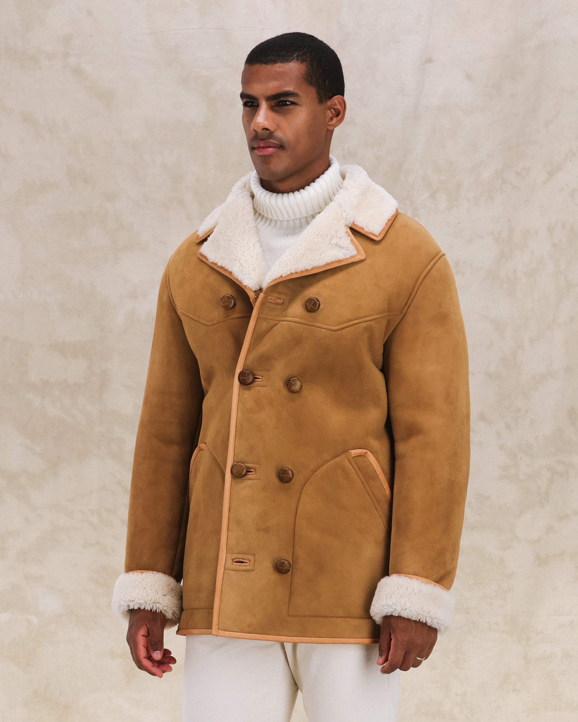 Lemans Double-Breasted Sheepskin Coat