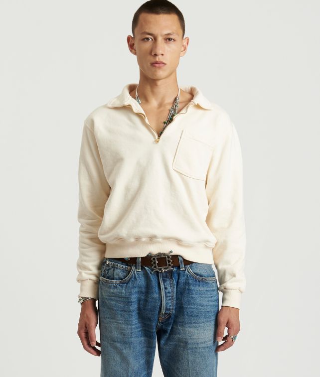 Yale Felpa In Cotone Felpato Con Colletto E Zip