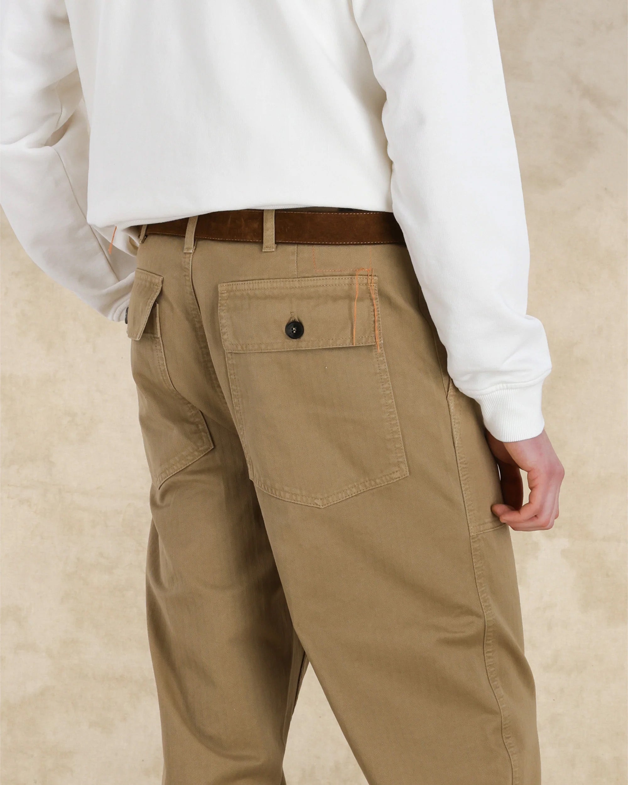 Newfatigue Pantaloni Fatigue In Herringbone di Cotone