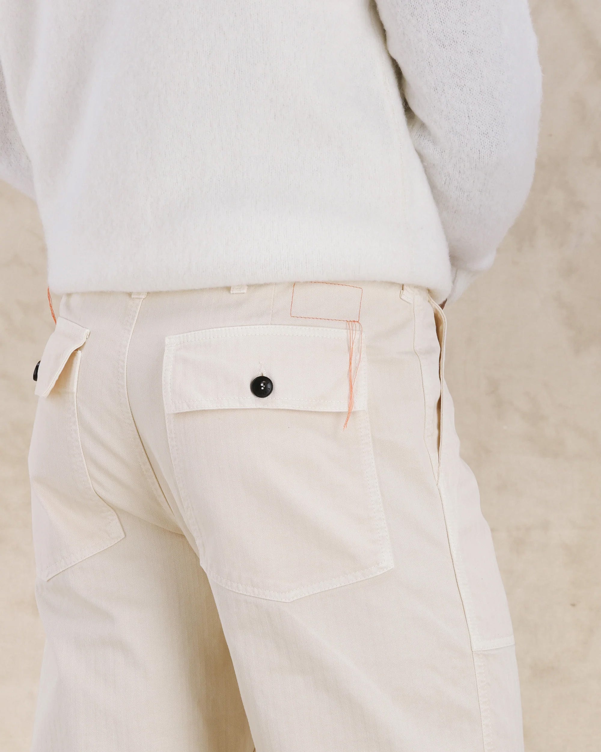 Newfatigue Pantaloni Fatigue In Herringbone di Cotone