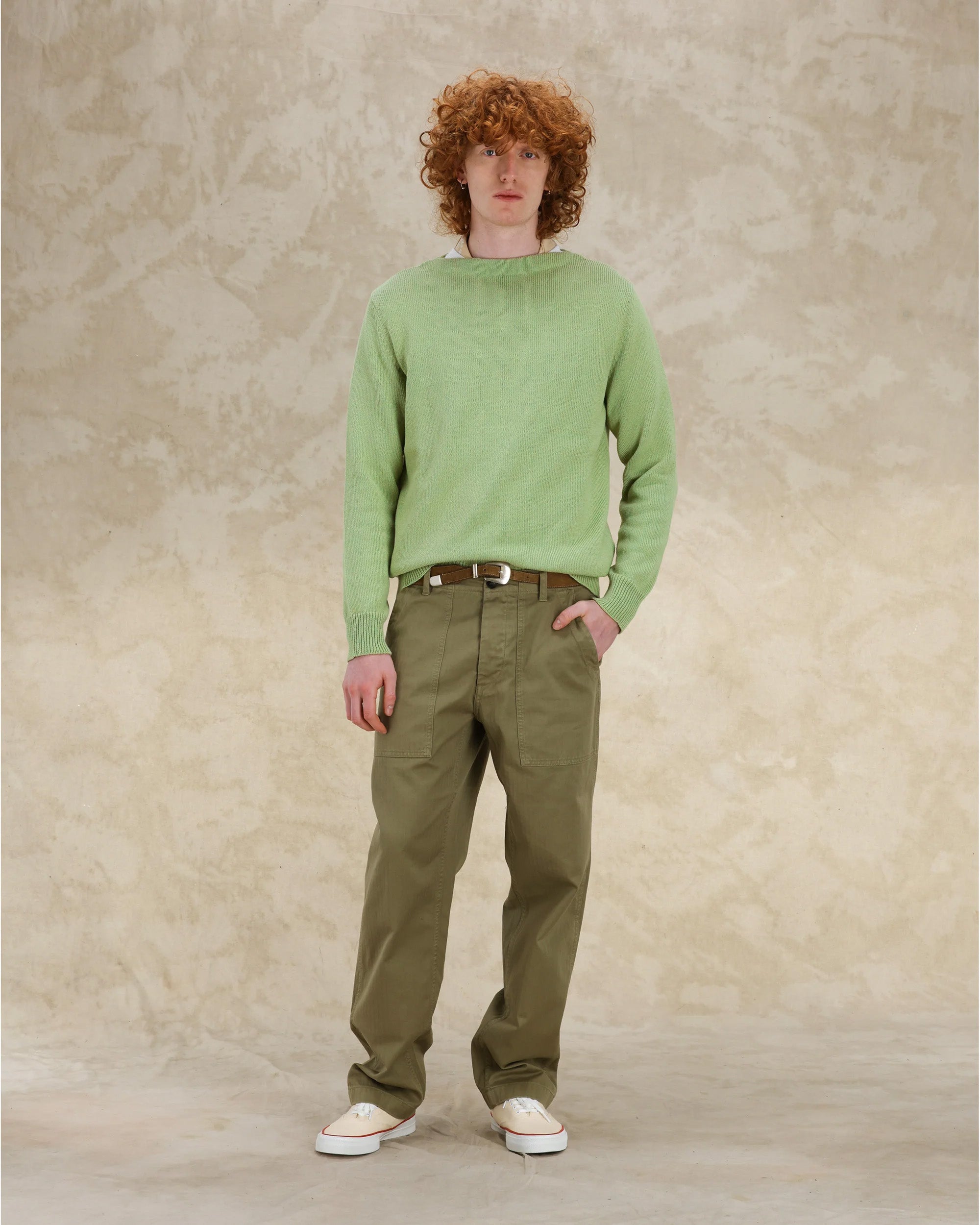 Newfatigue Pantaloni Fatigue In Herringbone di Cotone