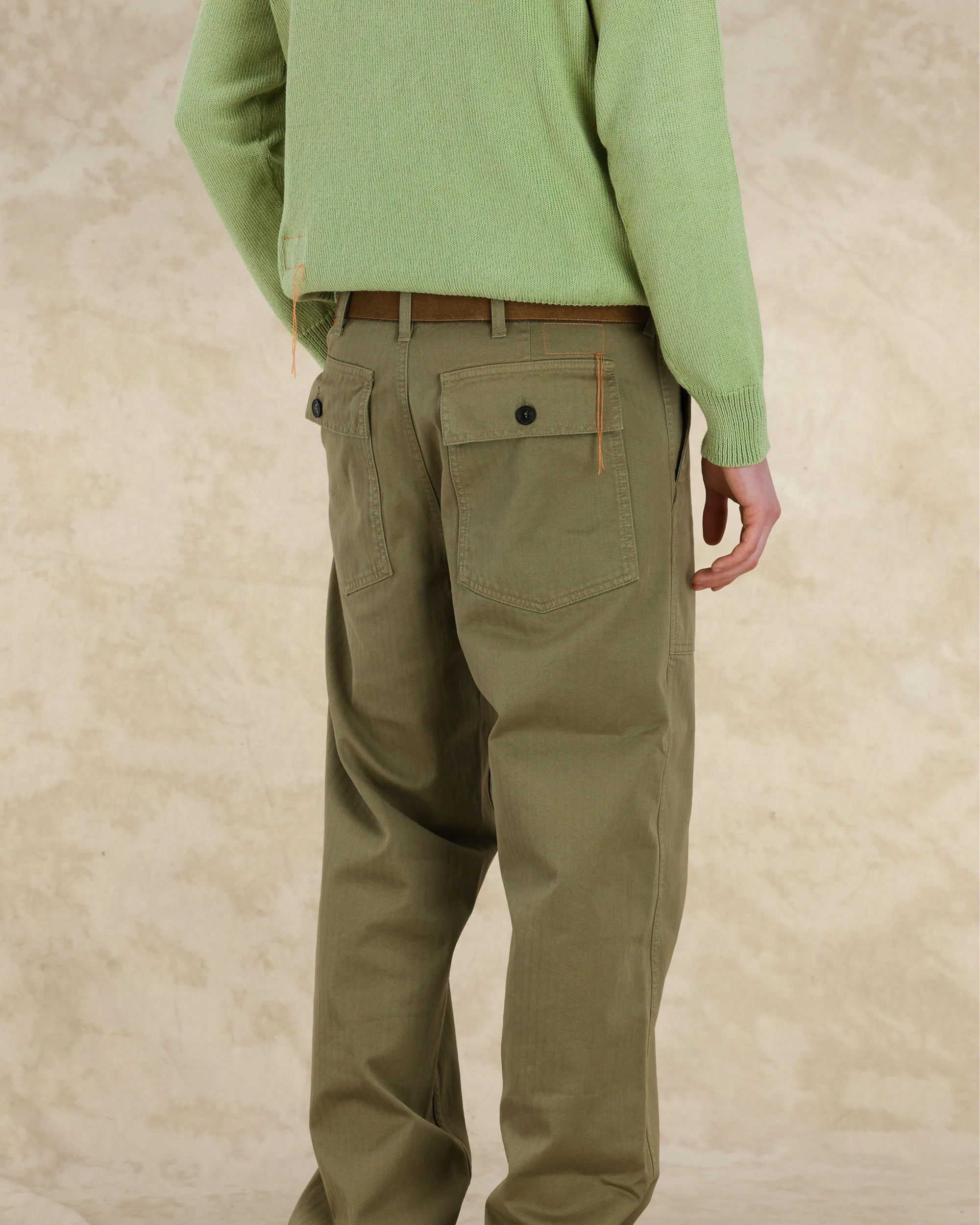 Newfatigue Pantaloni Fatigue In Herringbone di Cotone