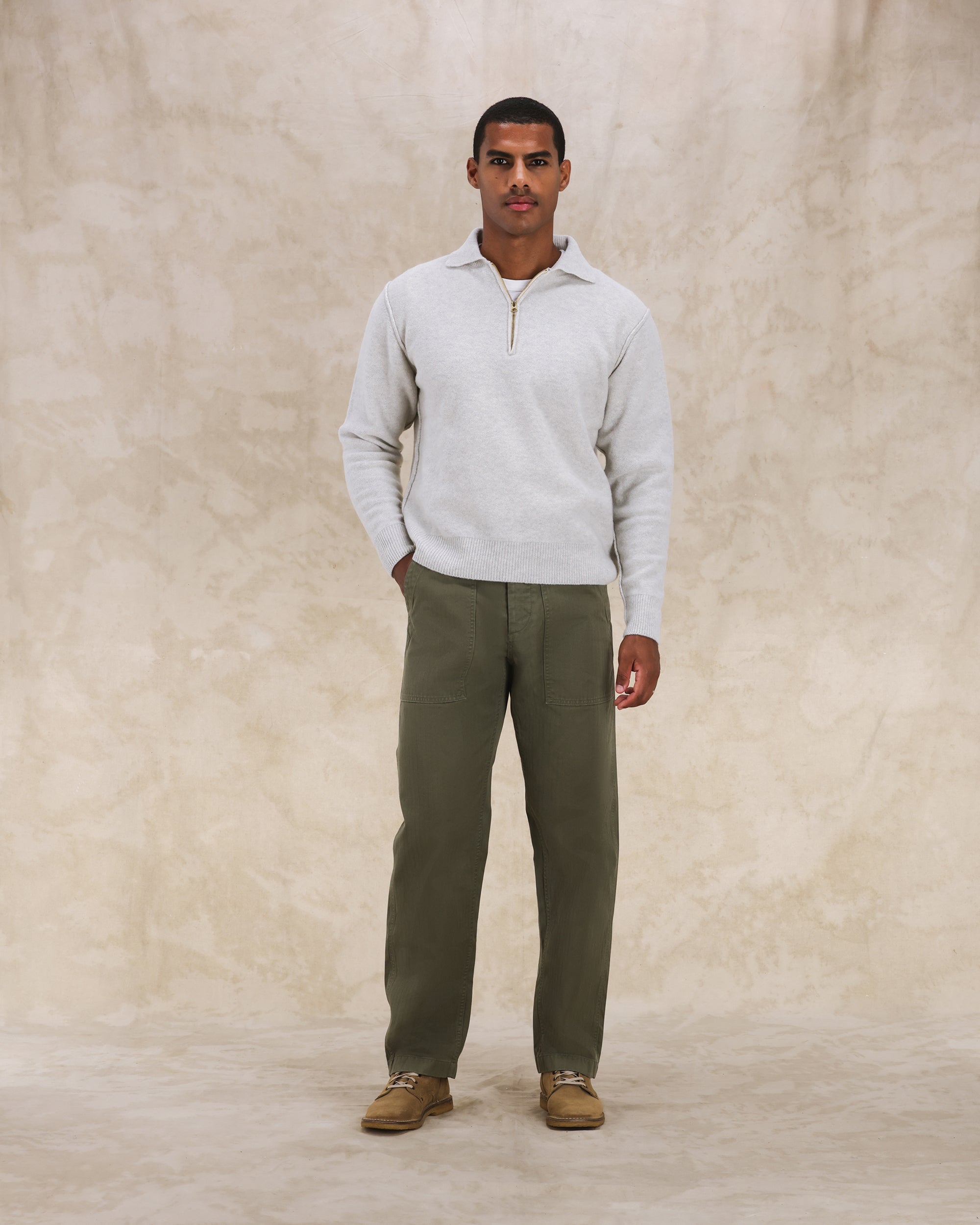 Newfatigue Pantaloni Fatigue In Herringbone di Cotone