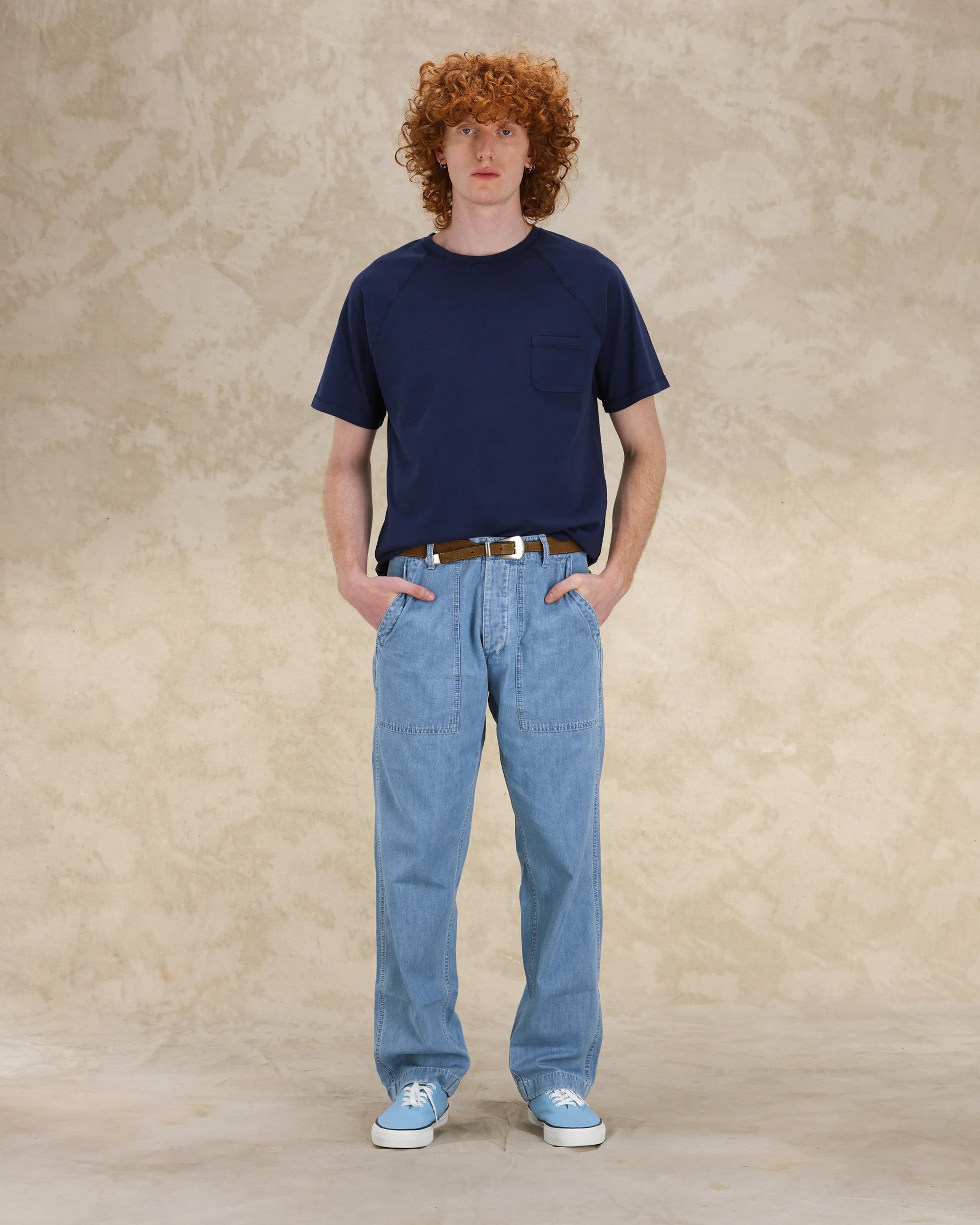 Newfatigue Pantaloni in Denim Bleach Wash