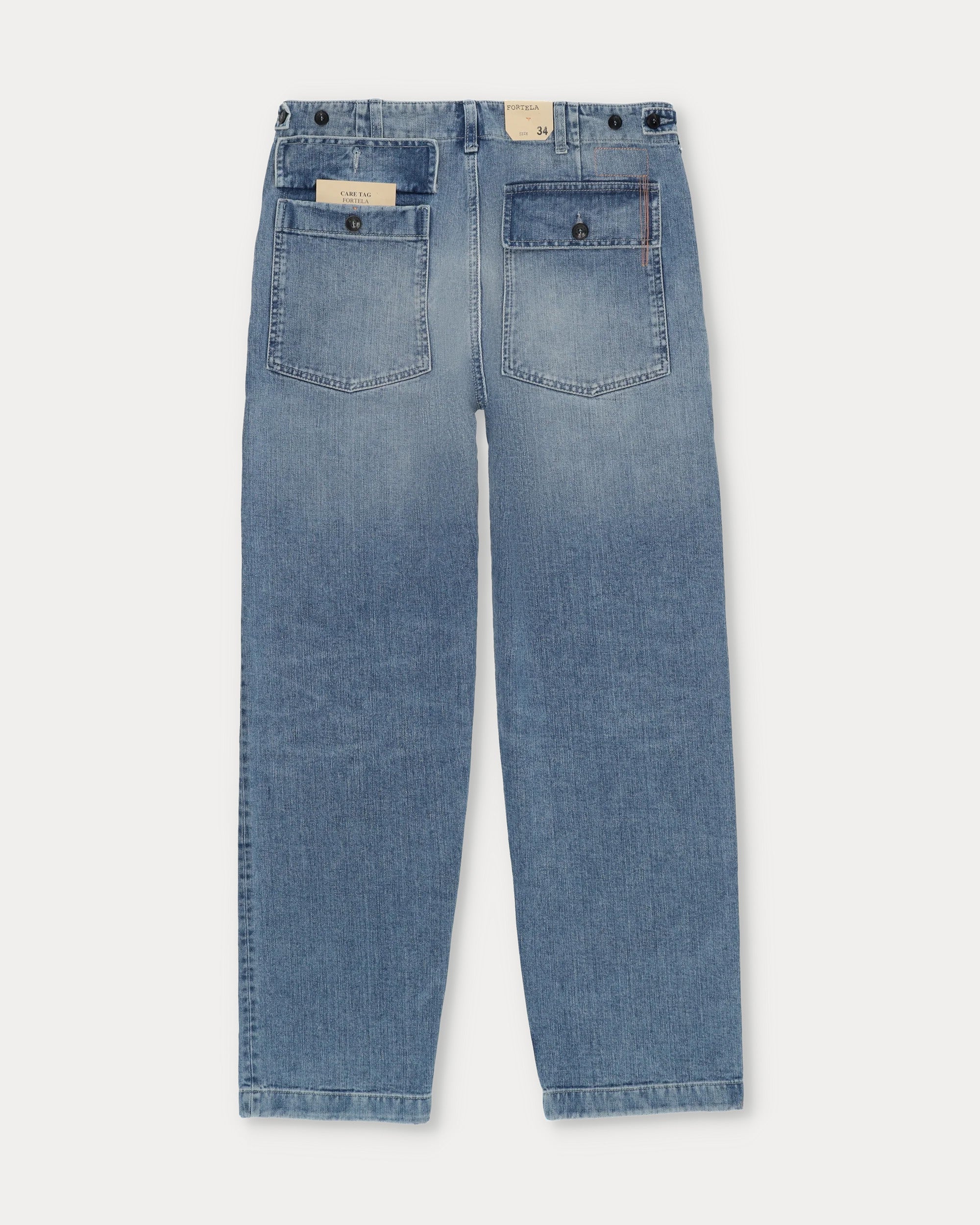 Newfatigue Pantaloni in Denim Bleach Wash
