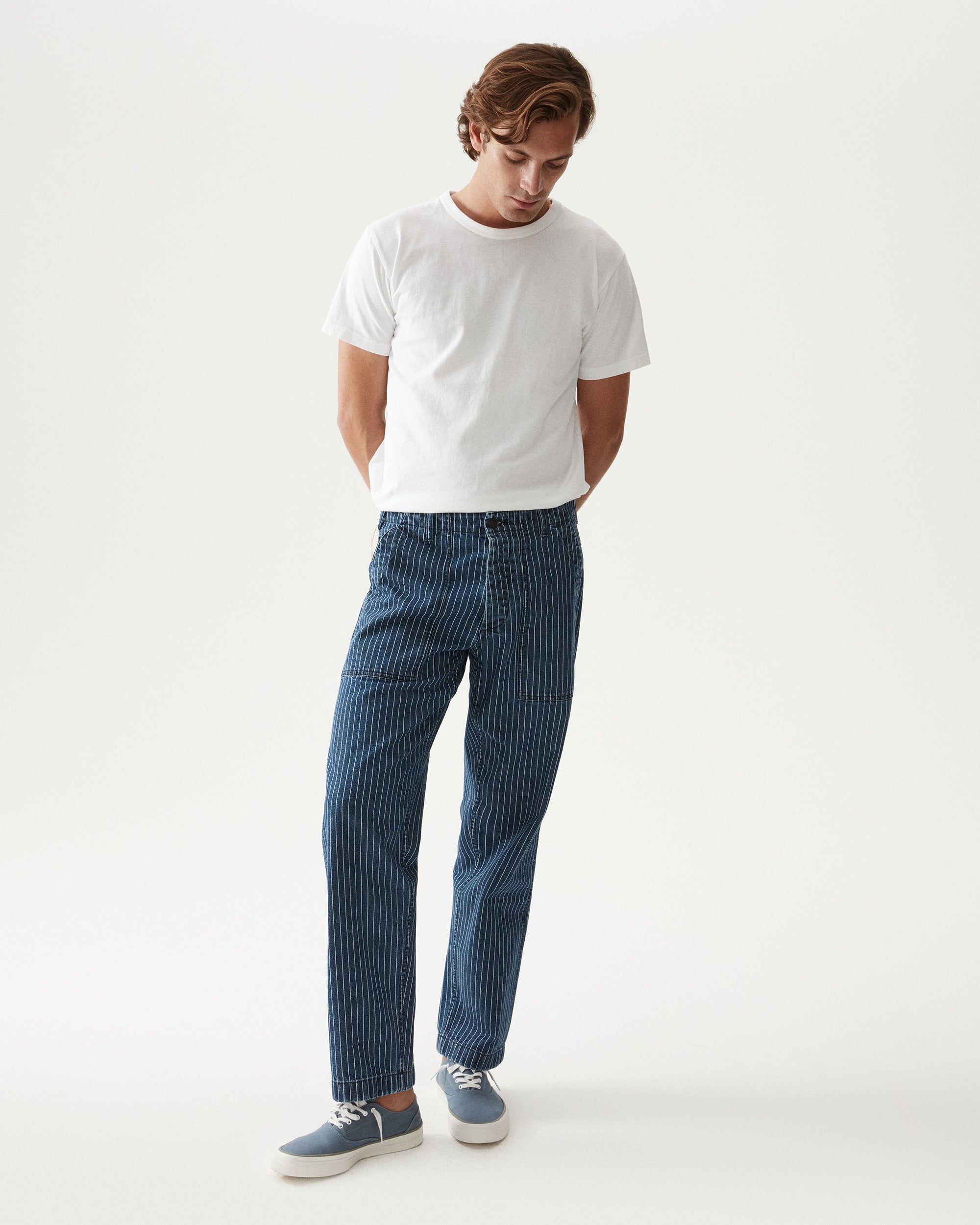 Newfatigue Pantaloni Fatigue In Denim Gessato