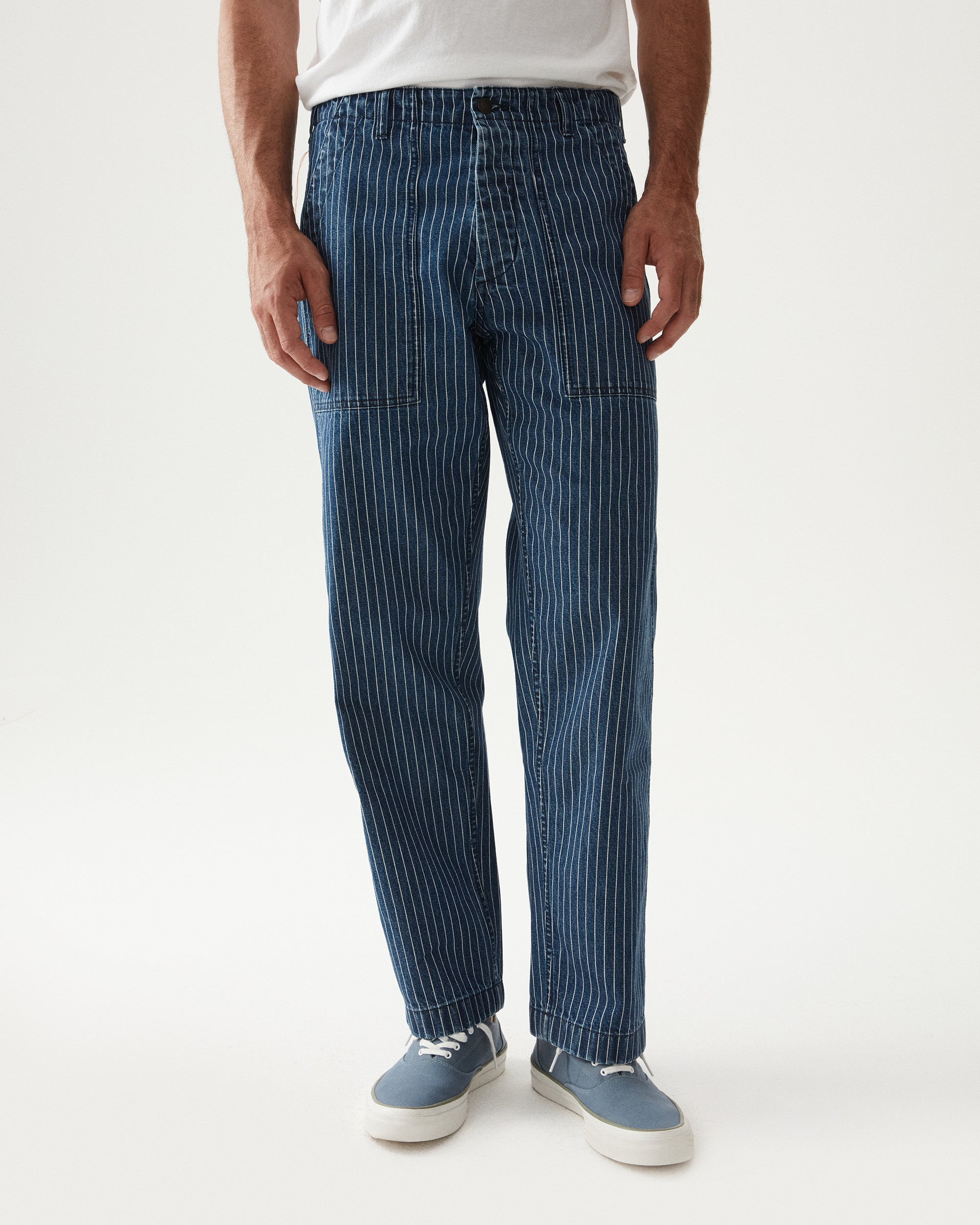 Newfatigue Pantaloni Fatigue In Denim Gessato