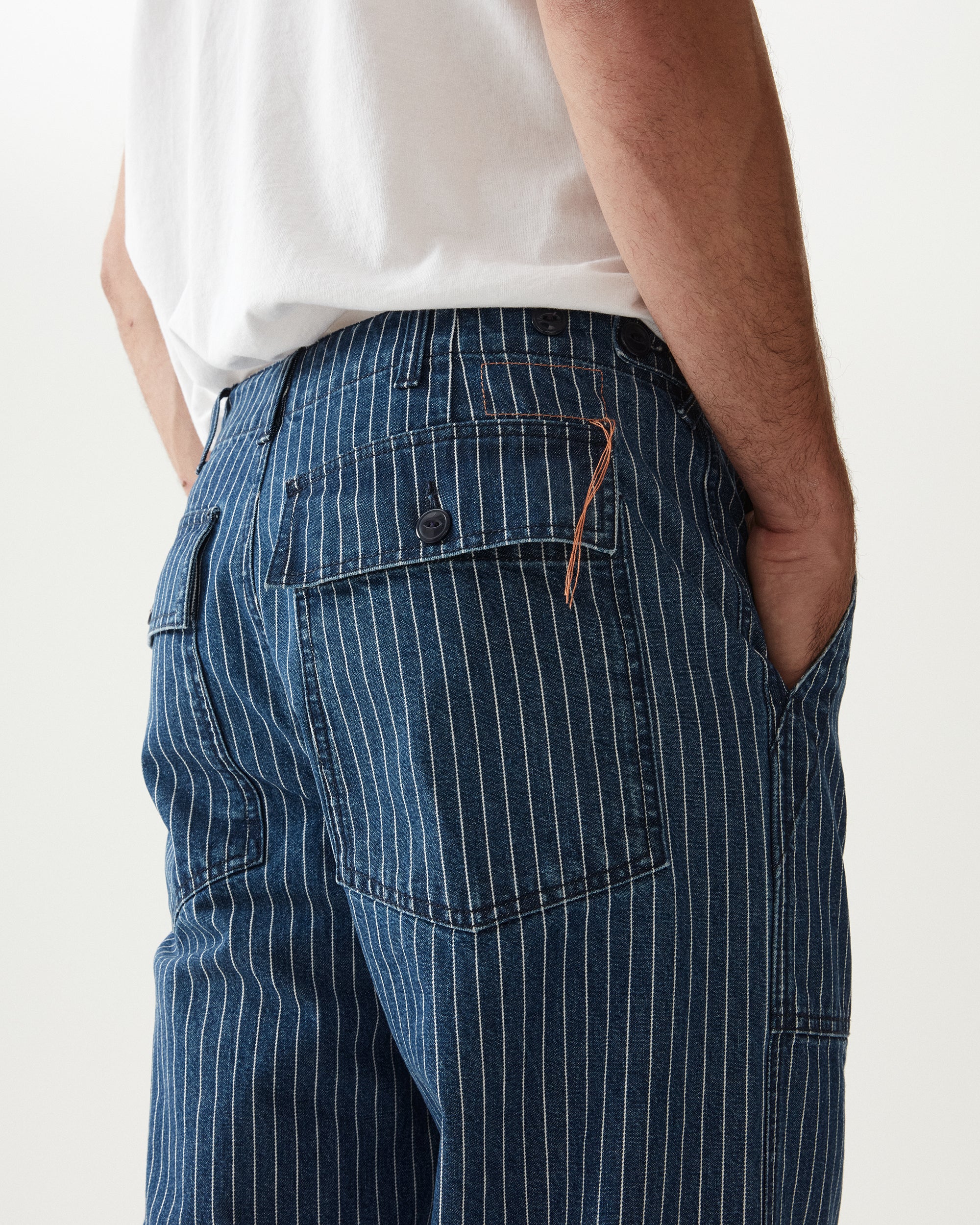 Newfatigue Pantaloni Fatigue In Denim Gessato