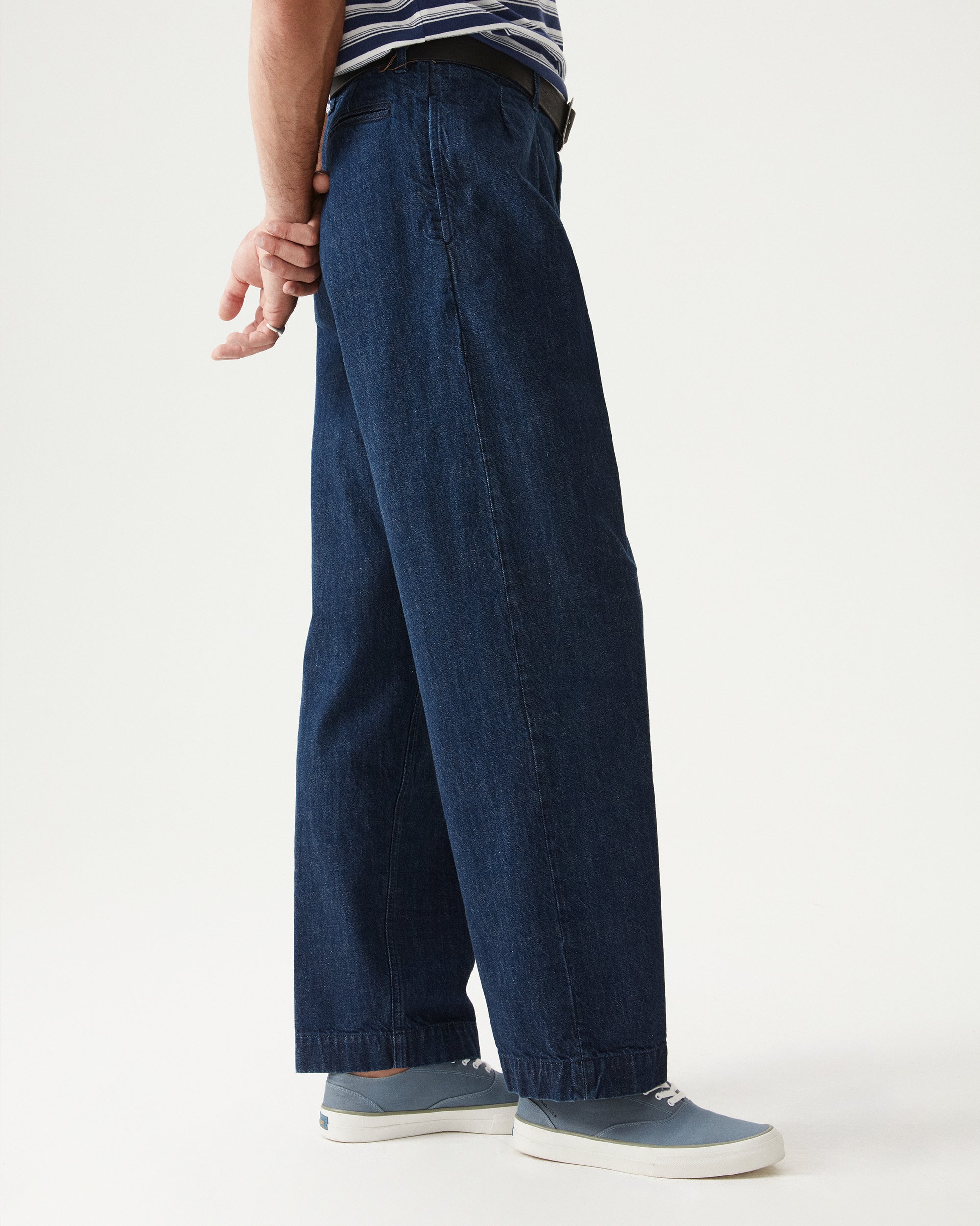 Newyork Pantaloni Con Pences In Denim Indigo Rinse