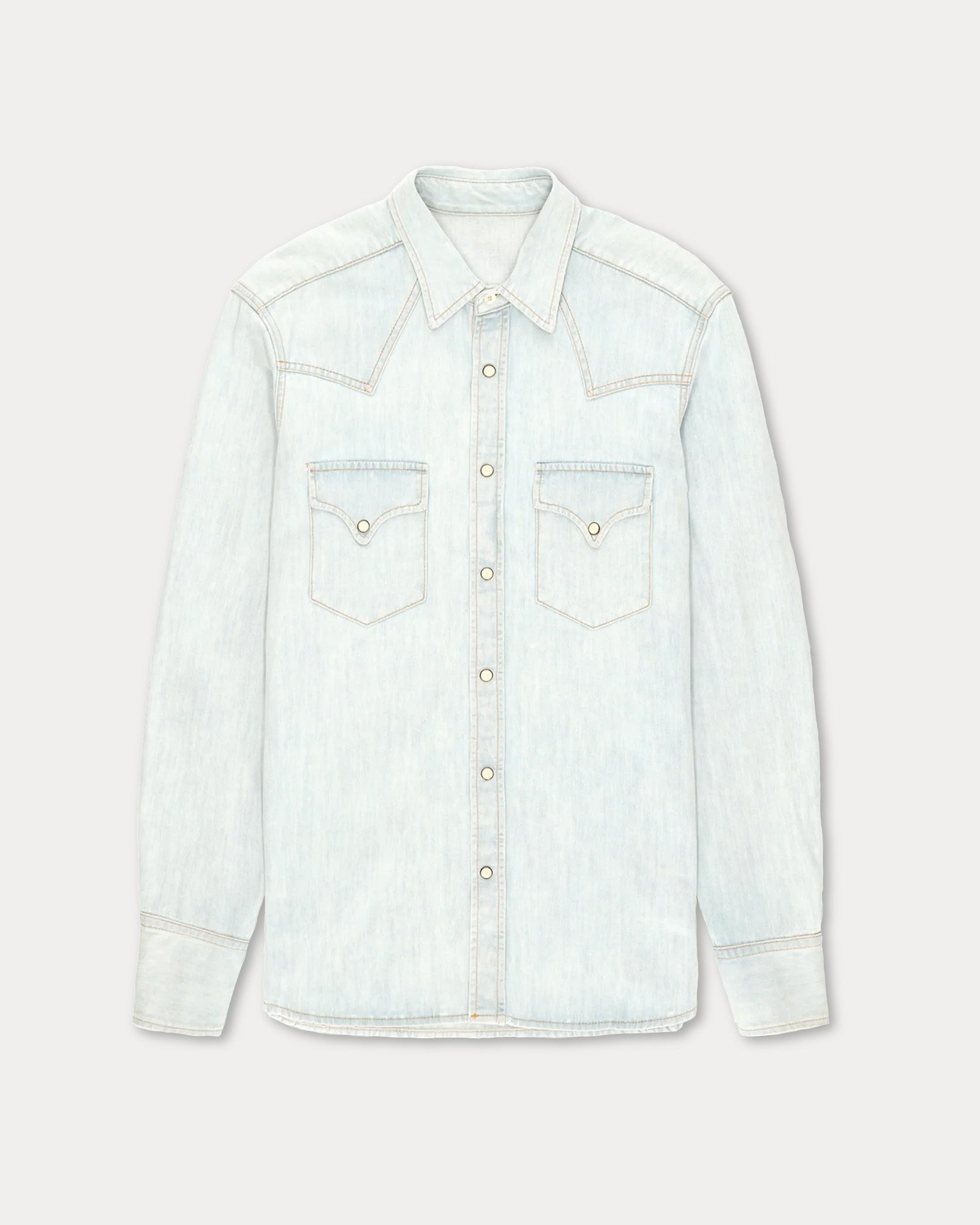 Ntex Camicia Texana In Denim Bleach Wash