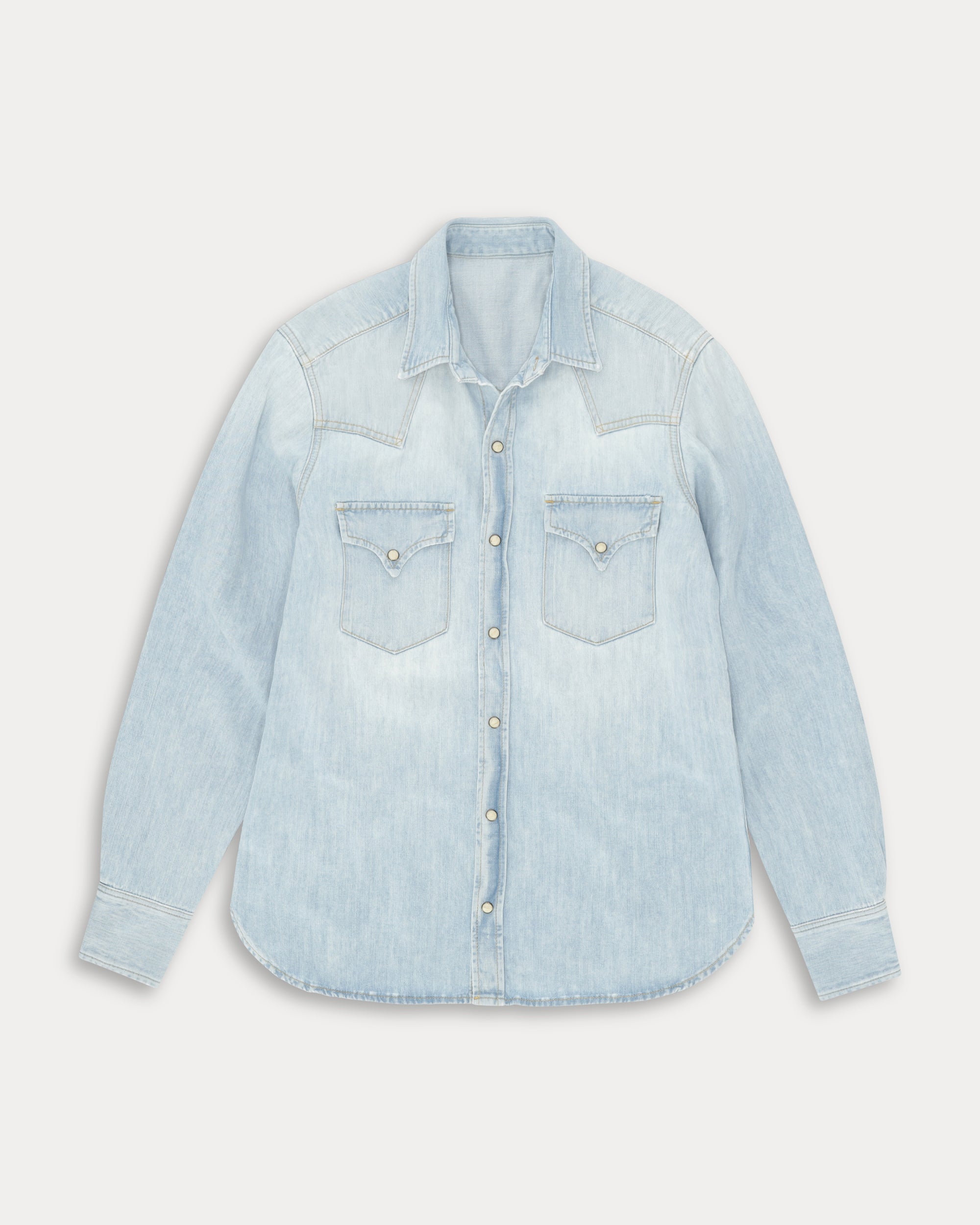 Ntex Camicia Texana In Denim Bleach Wash