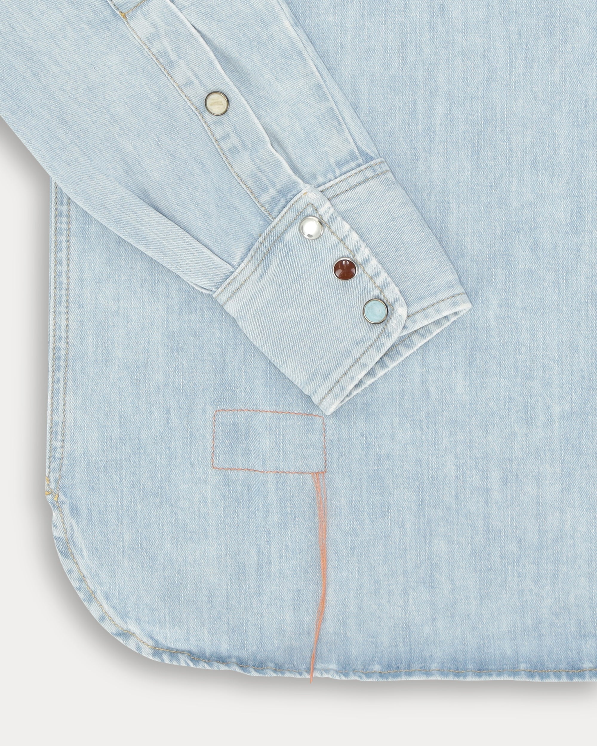 Ntex Camicia Texana In Denim Bleach Wash