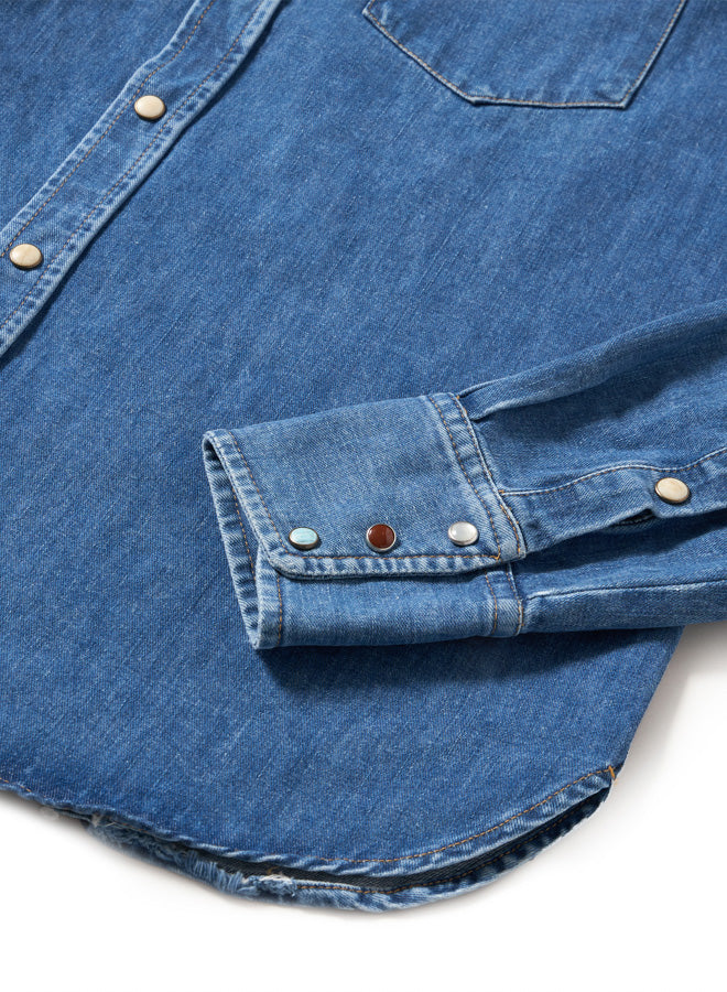 Ntex Camicia Texana In Denim Stone Wash