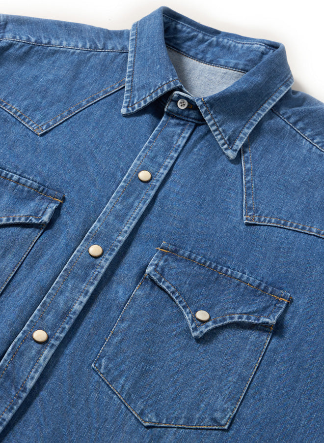 Ntex Camicia Texana In Denim Stone Wash