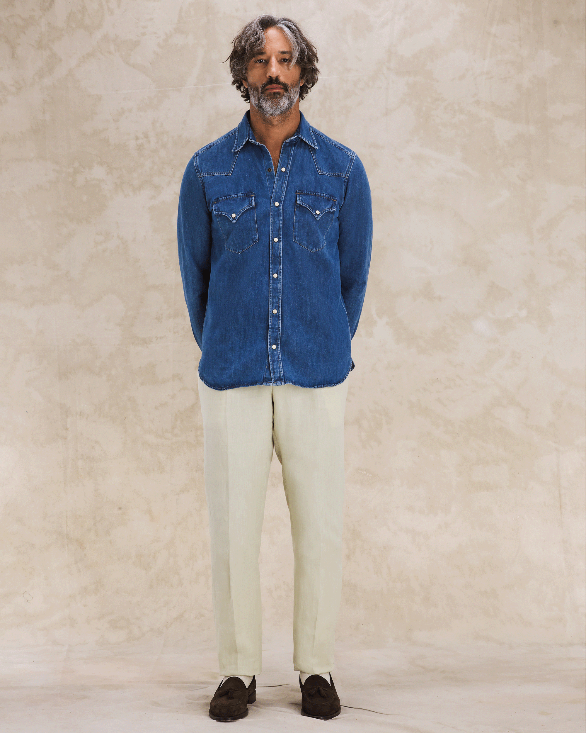 Ntex Camicia Texana In Denim Stone Wash