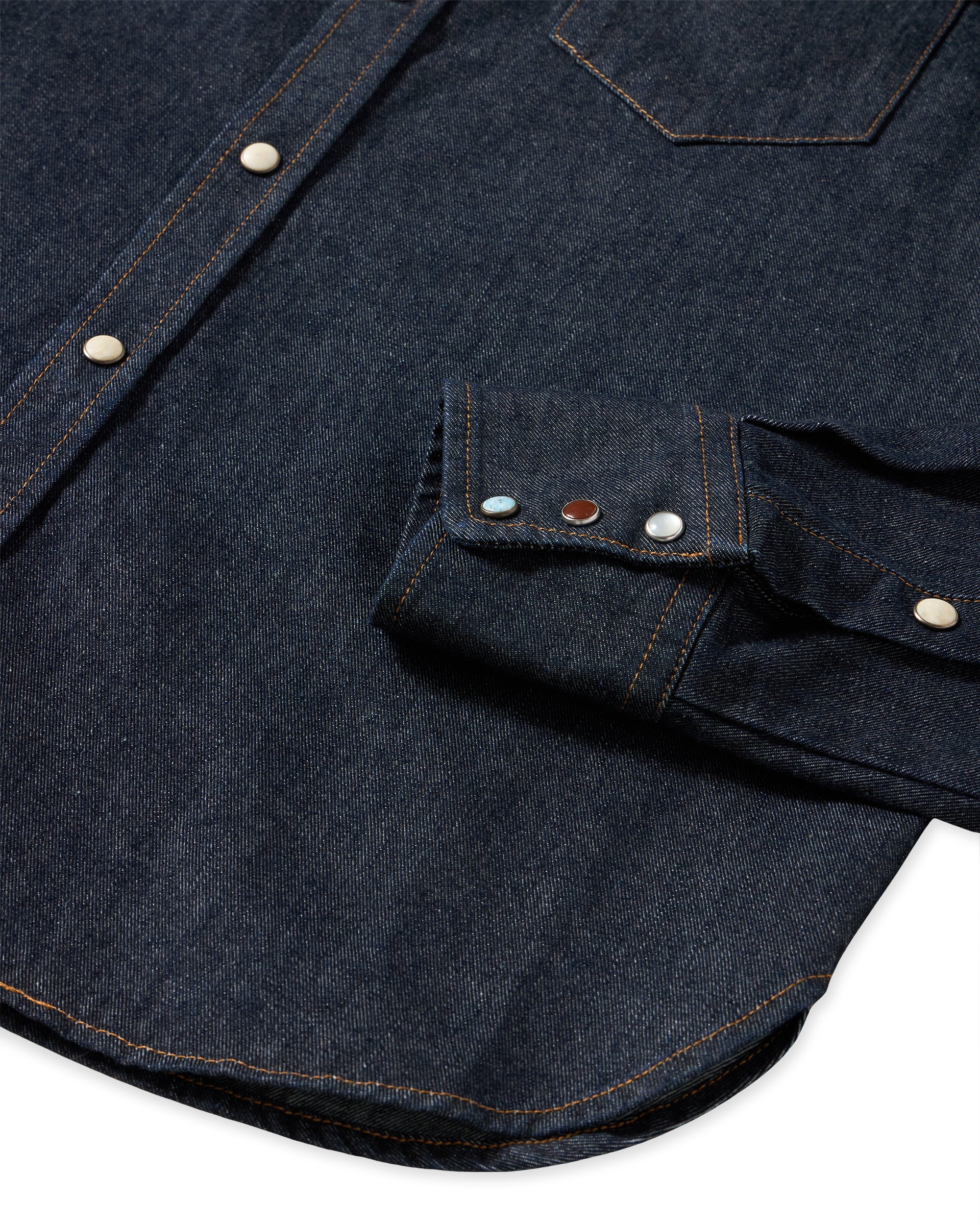 Ntex Camicia Texana In Denim Indigo Rinse