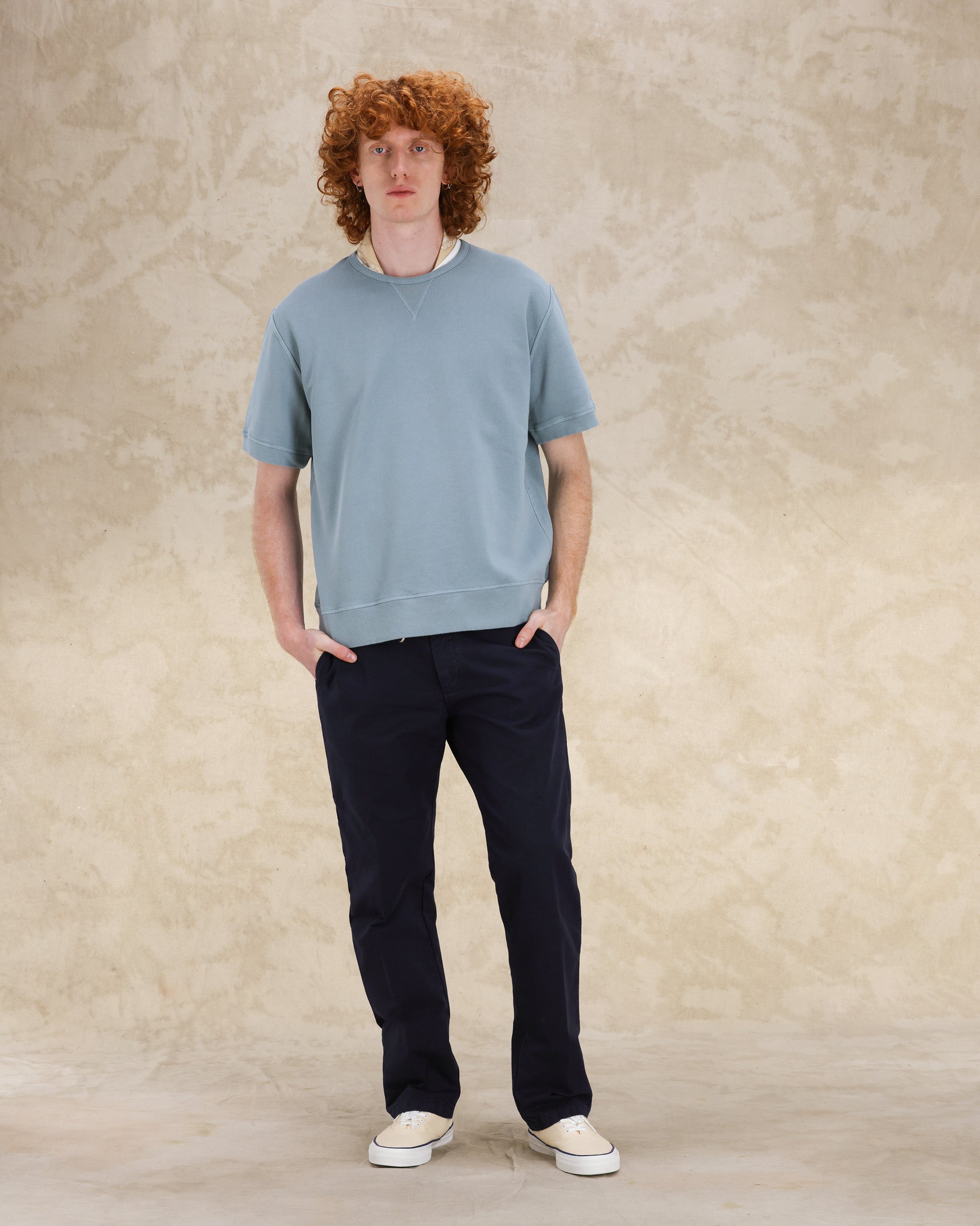 Ohio Felpa Girocollo in Jersey Garzato a Maniche Corte