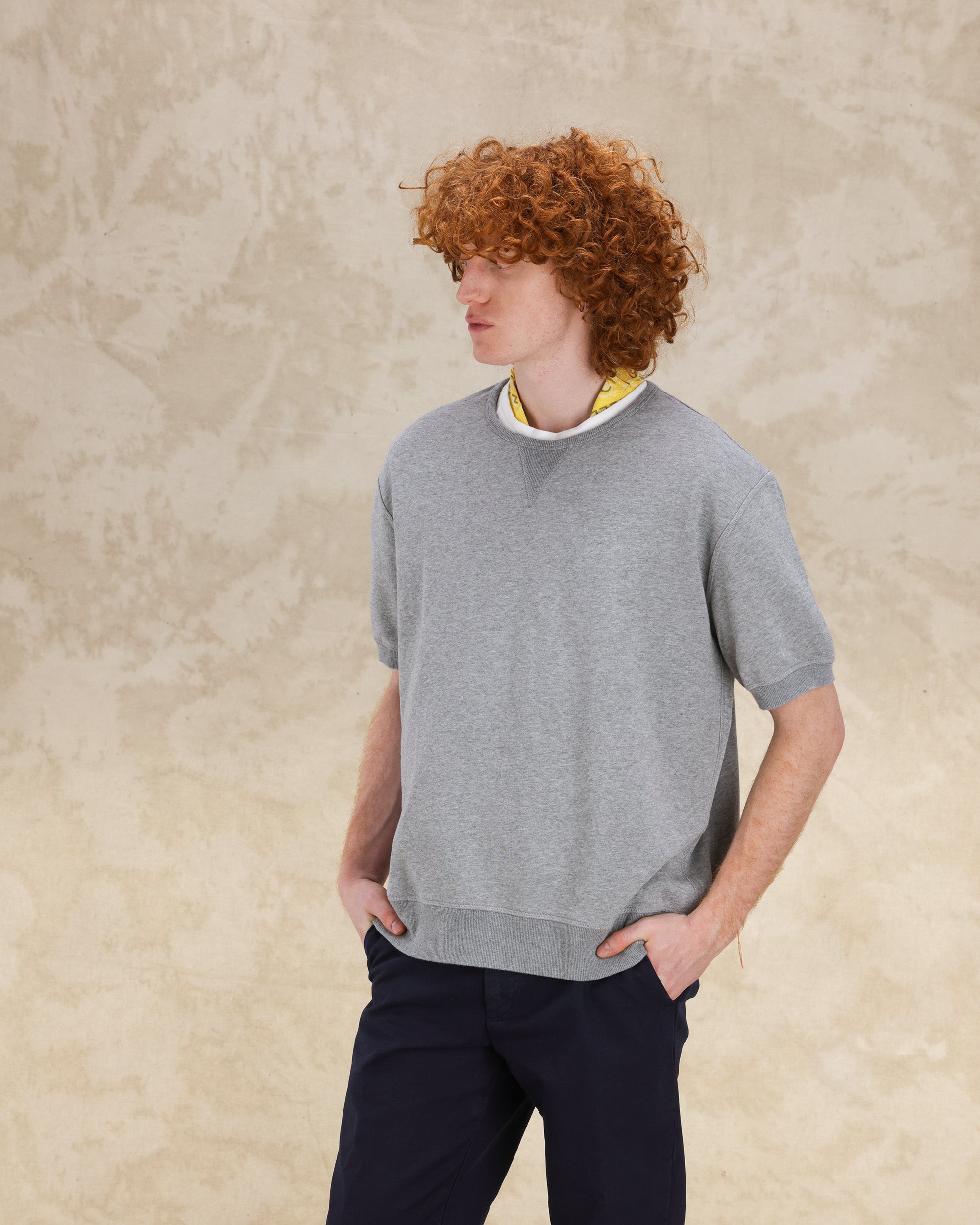 Ohio Felpa Girocollo in Jersey Garzato a Maniche Corte