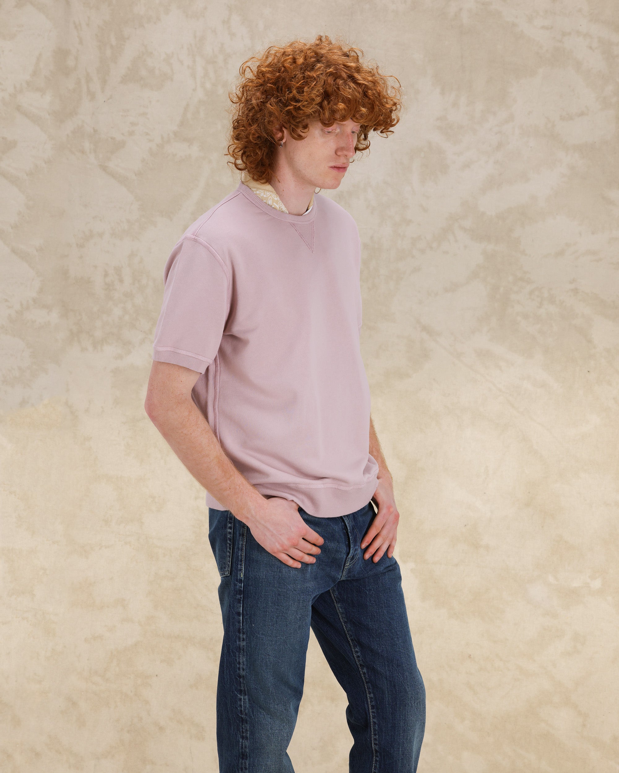 Ohio Felpa Girocollo in Jersey Garzato a Maniche Corte