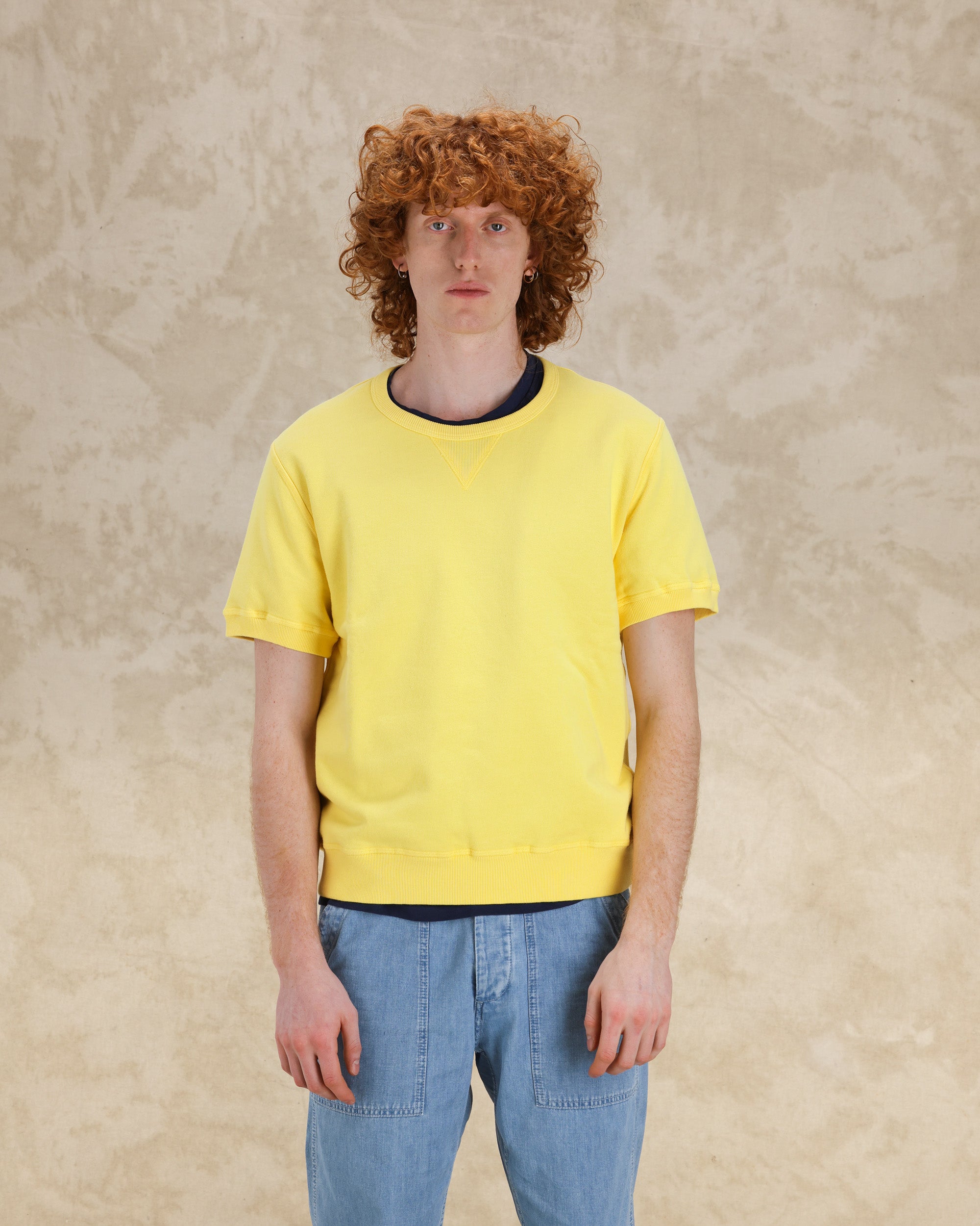 Ohio Felpa Girocollo in Jersey Garzato a Maniche Corte