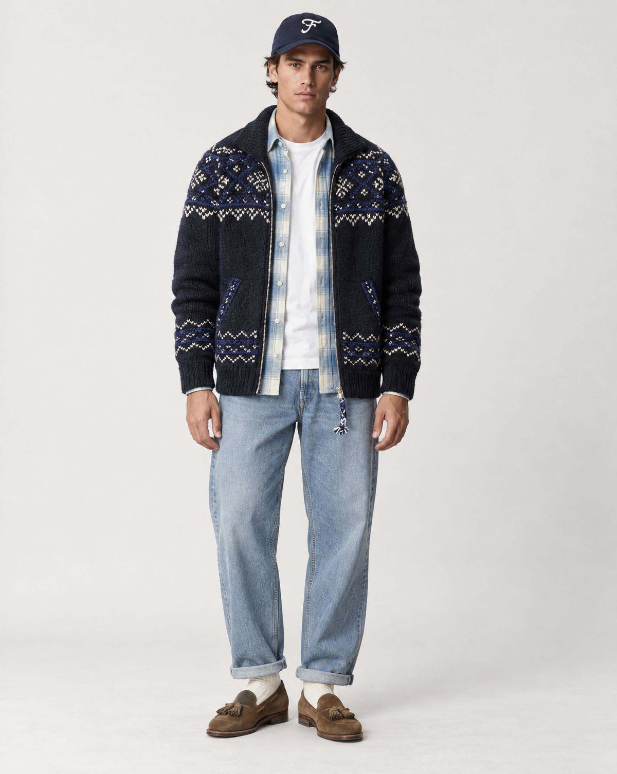 Chamula Merino Wool Fair Isle Zipper Cardigan