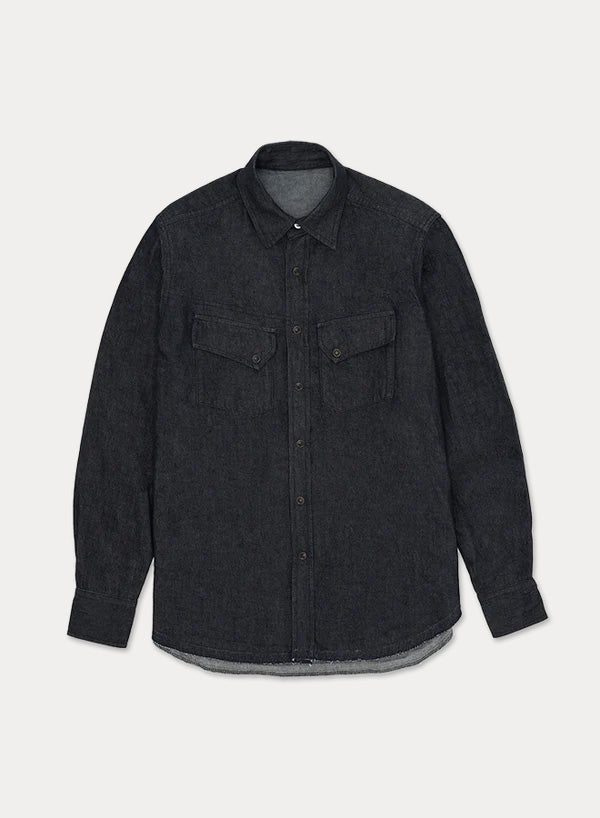 Pasadena Camicia Western In Denim Indigo Rinse