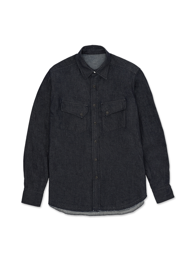 Pasadena Camicia Western In Denim Indigo Rinse