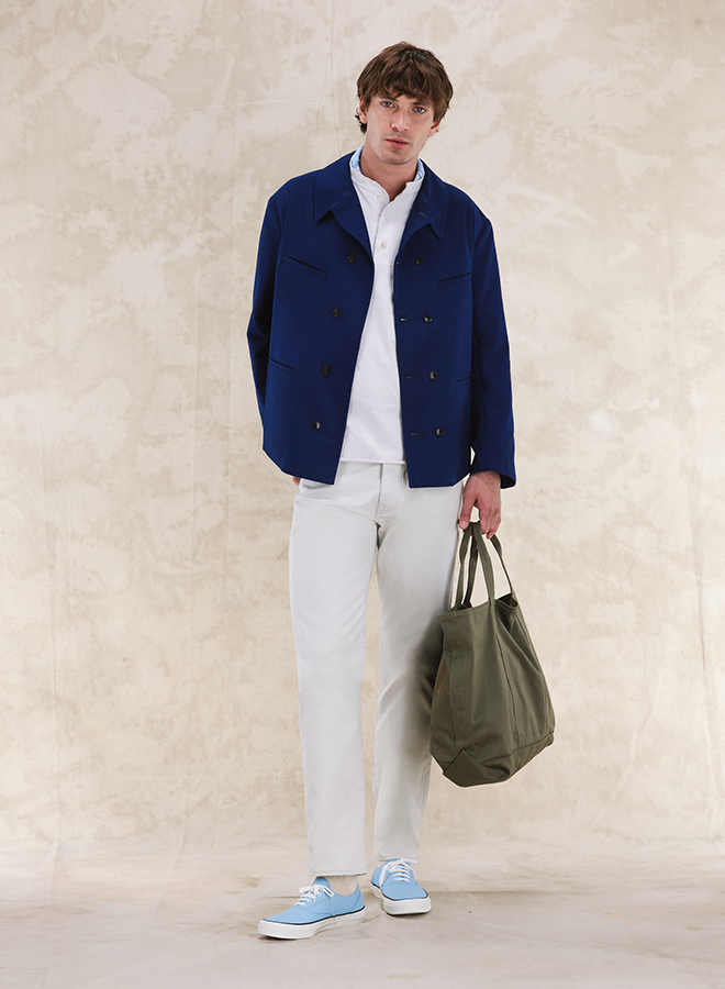 Perno Giacca Doppiopetto In Cotone Fiammato