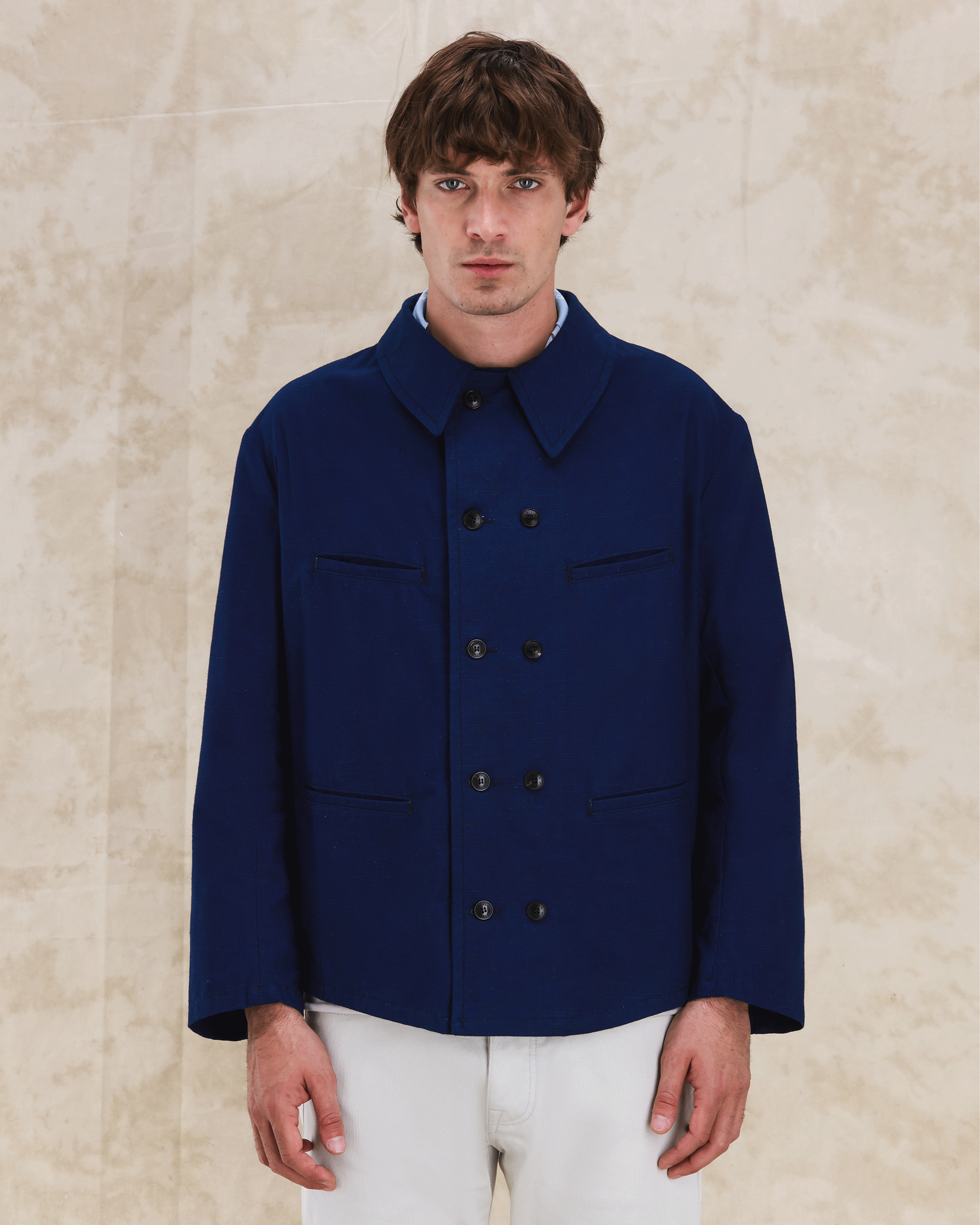 Perno Giacca Doppiopetto In Cotone Fiammato