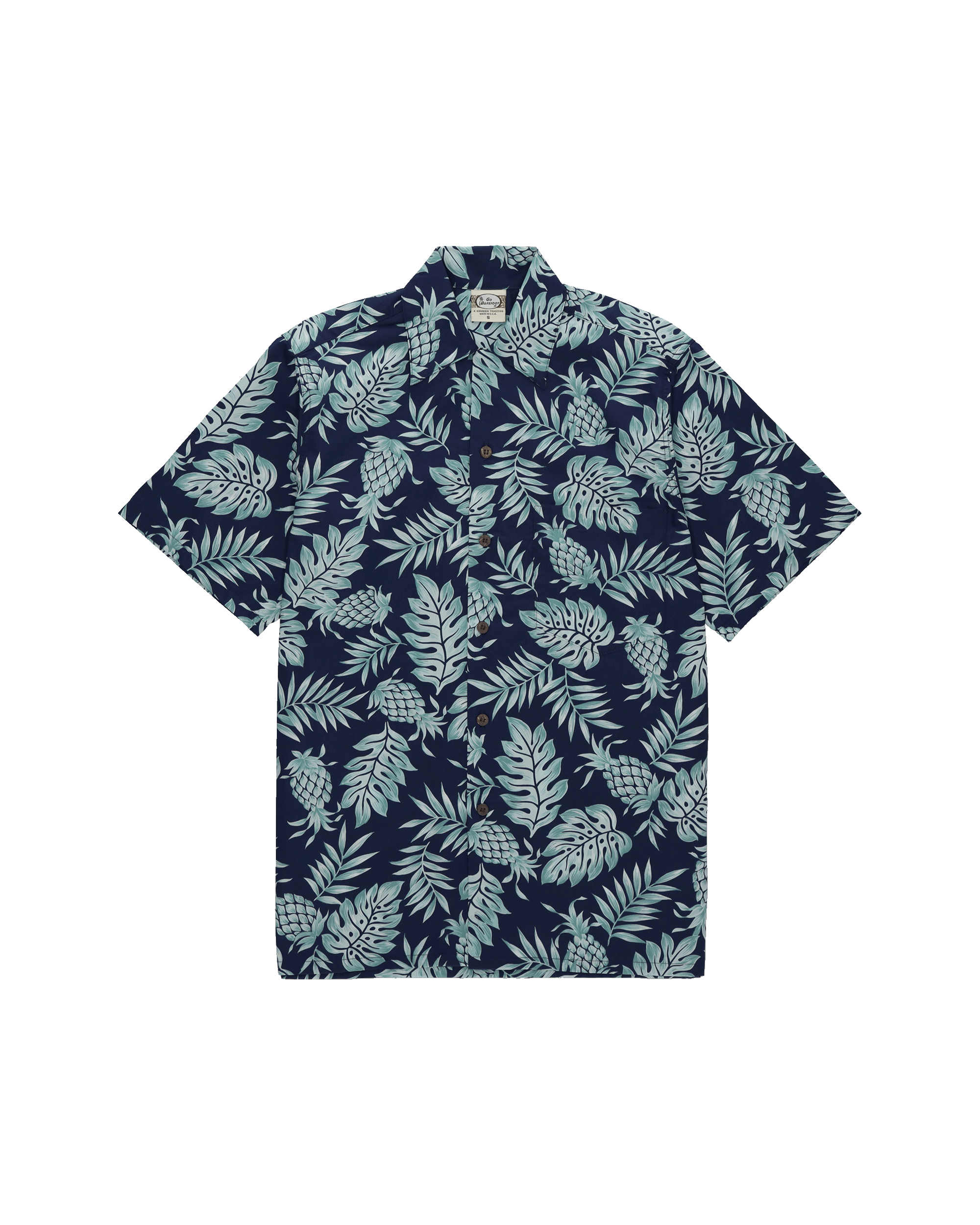 Pineapple Camicia Con Stampa in Cotone a Maniche Corte