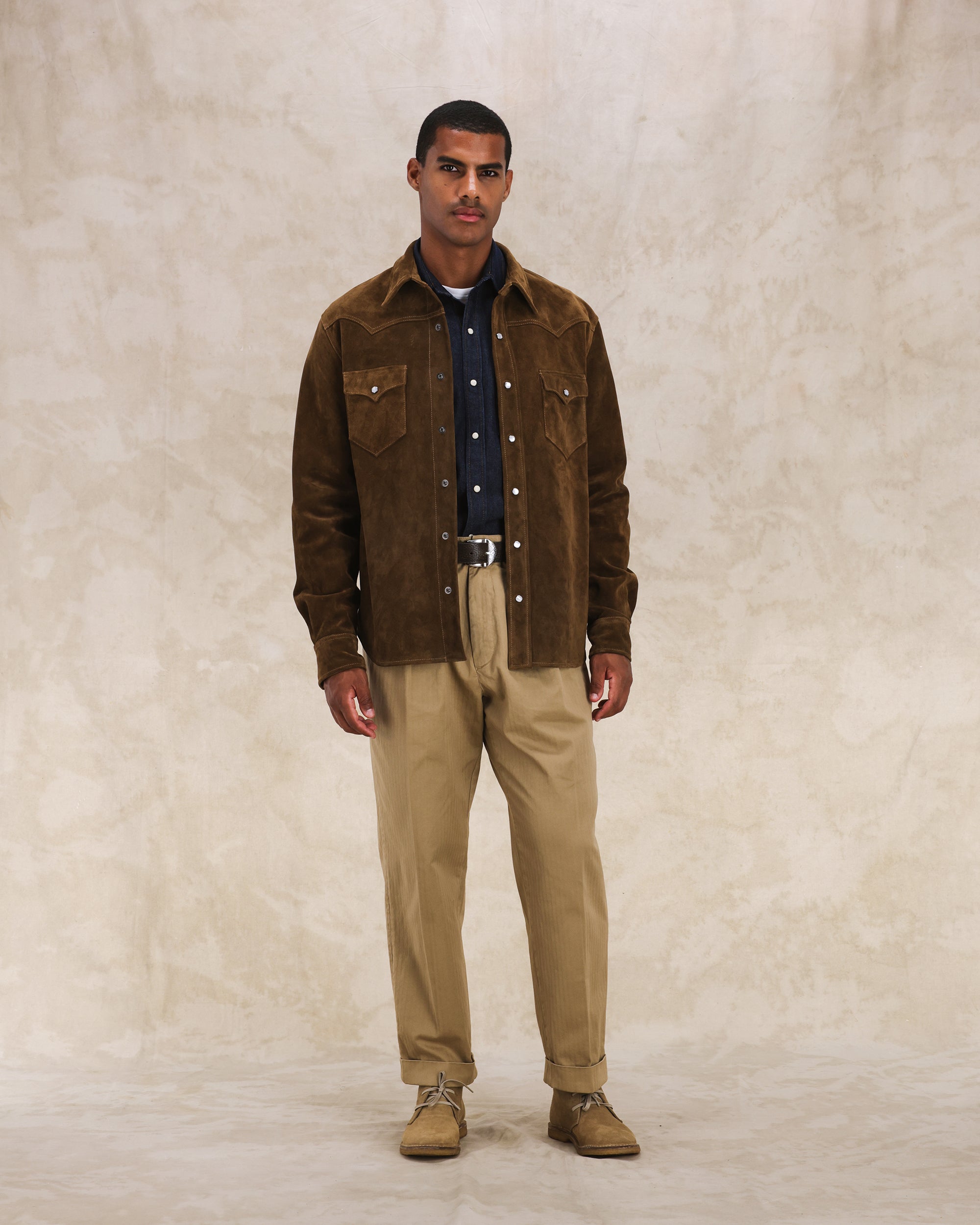 Ranch Texan Shirt in Suede Leather