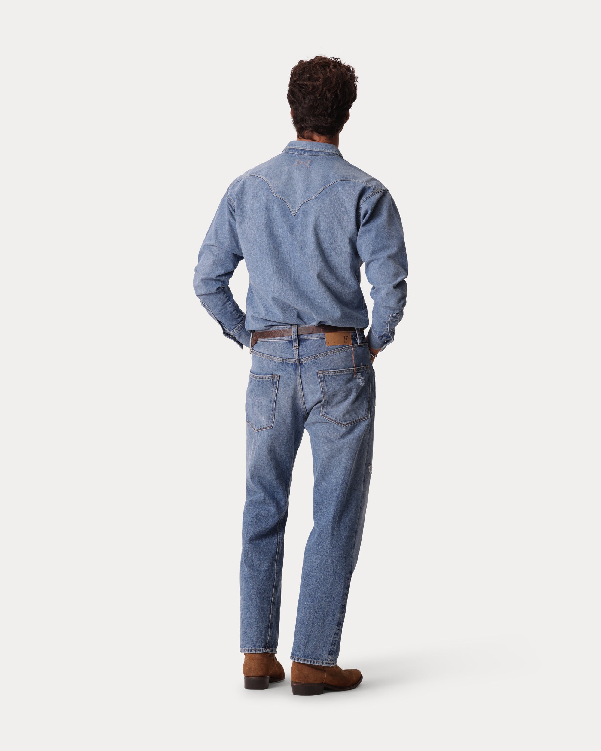 Redford Western Shirt in Japan Denim Stone Wash