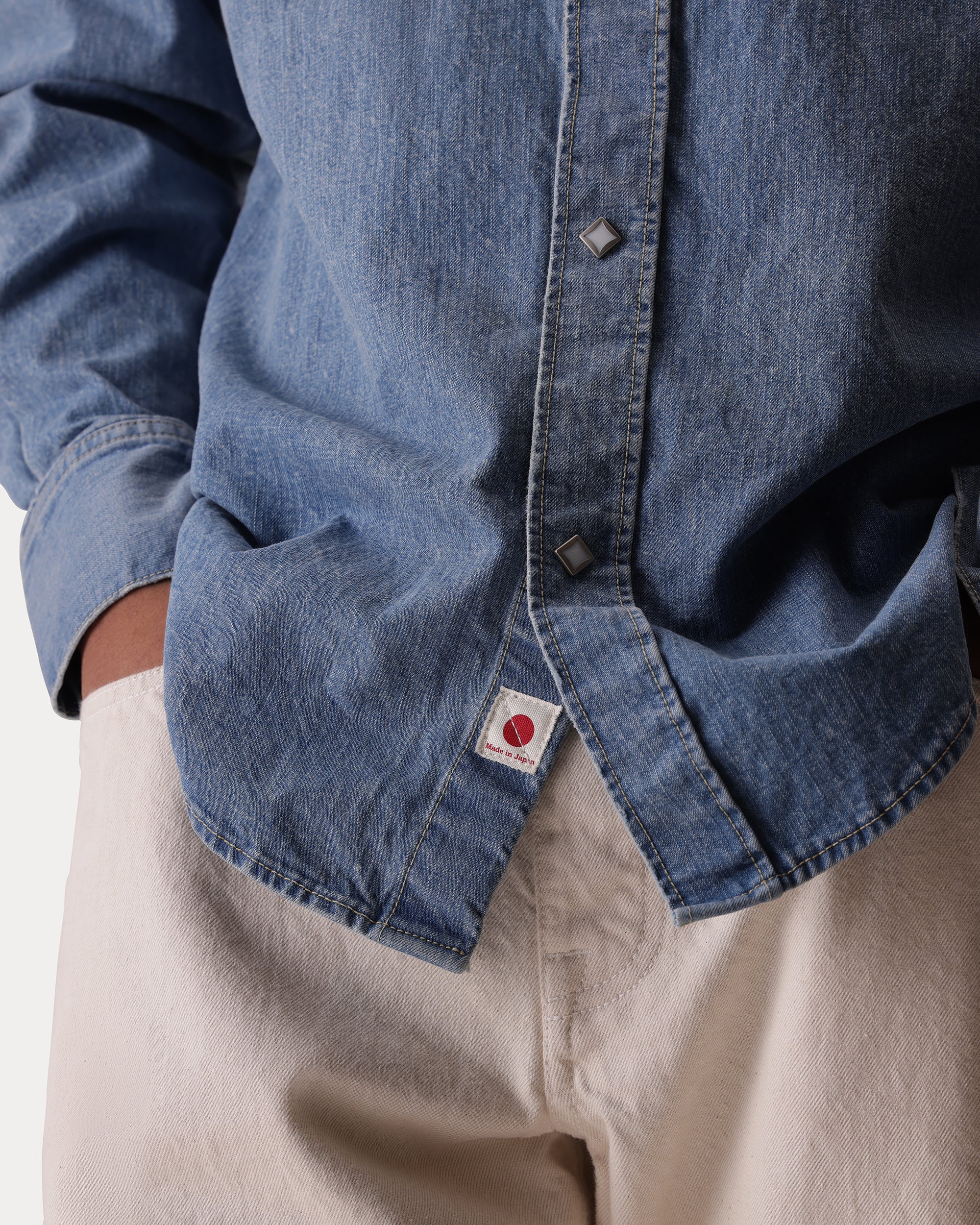 Redford Western Shirt in Japan Denim Stone Wash