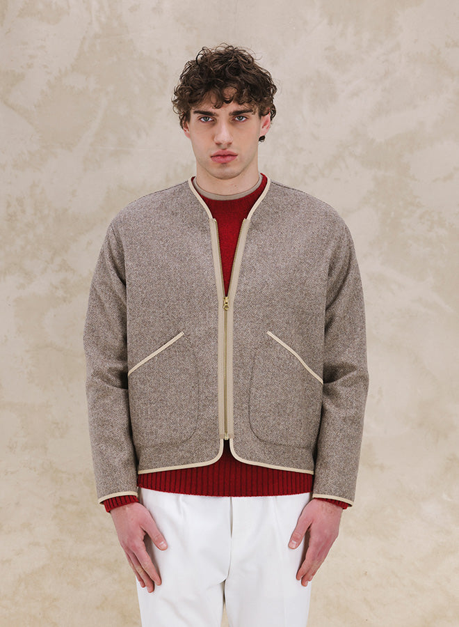 Sherpa Giacca In Herringbone Di Lana