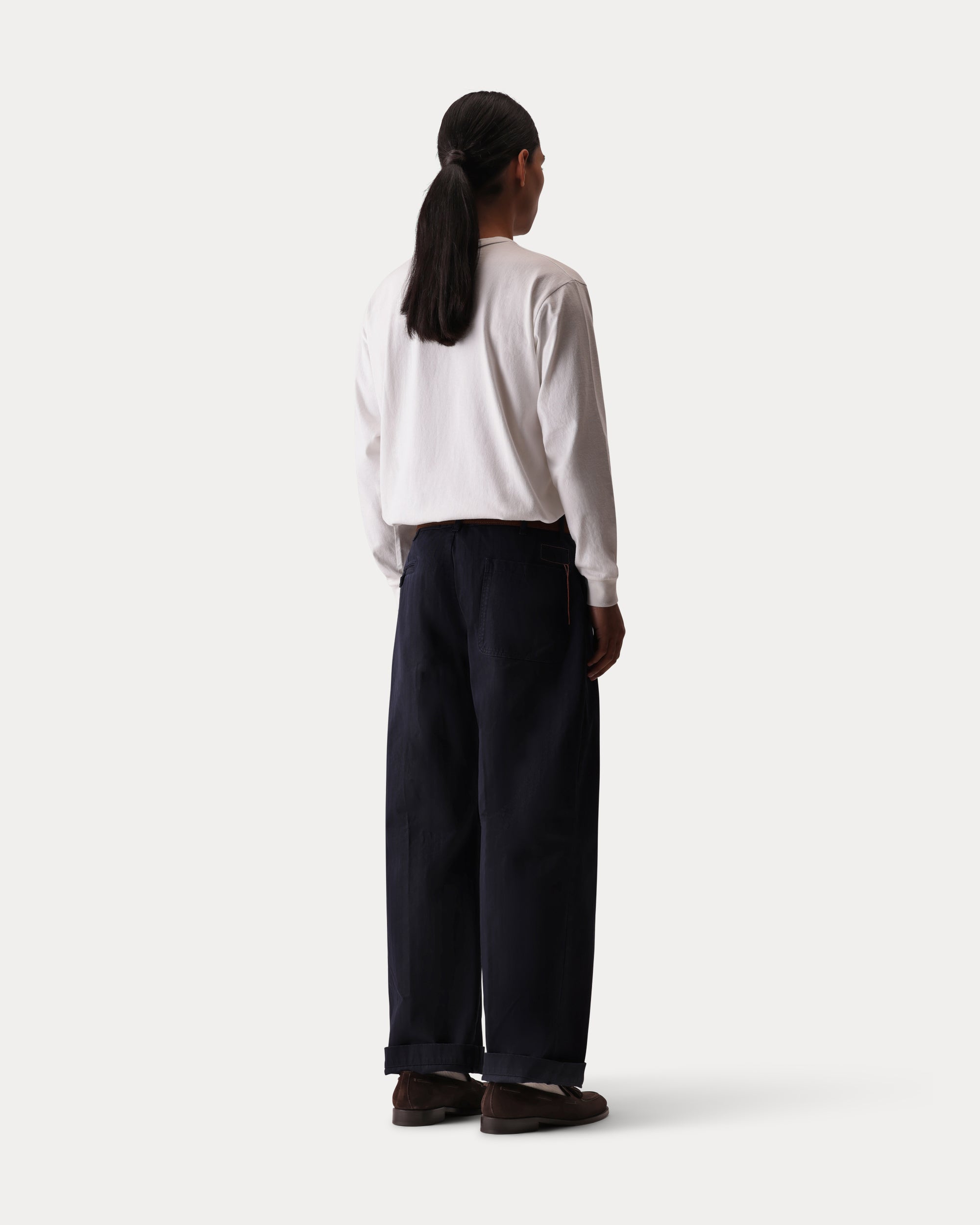 Silver Pantalone in Herringbone di Cotone