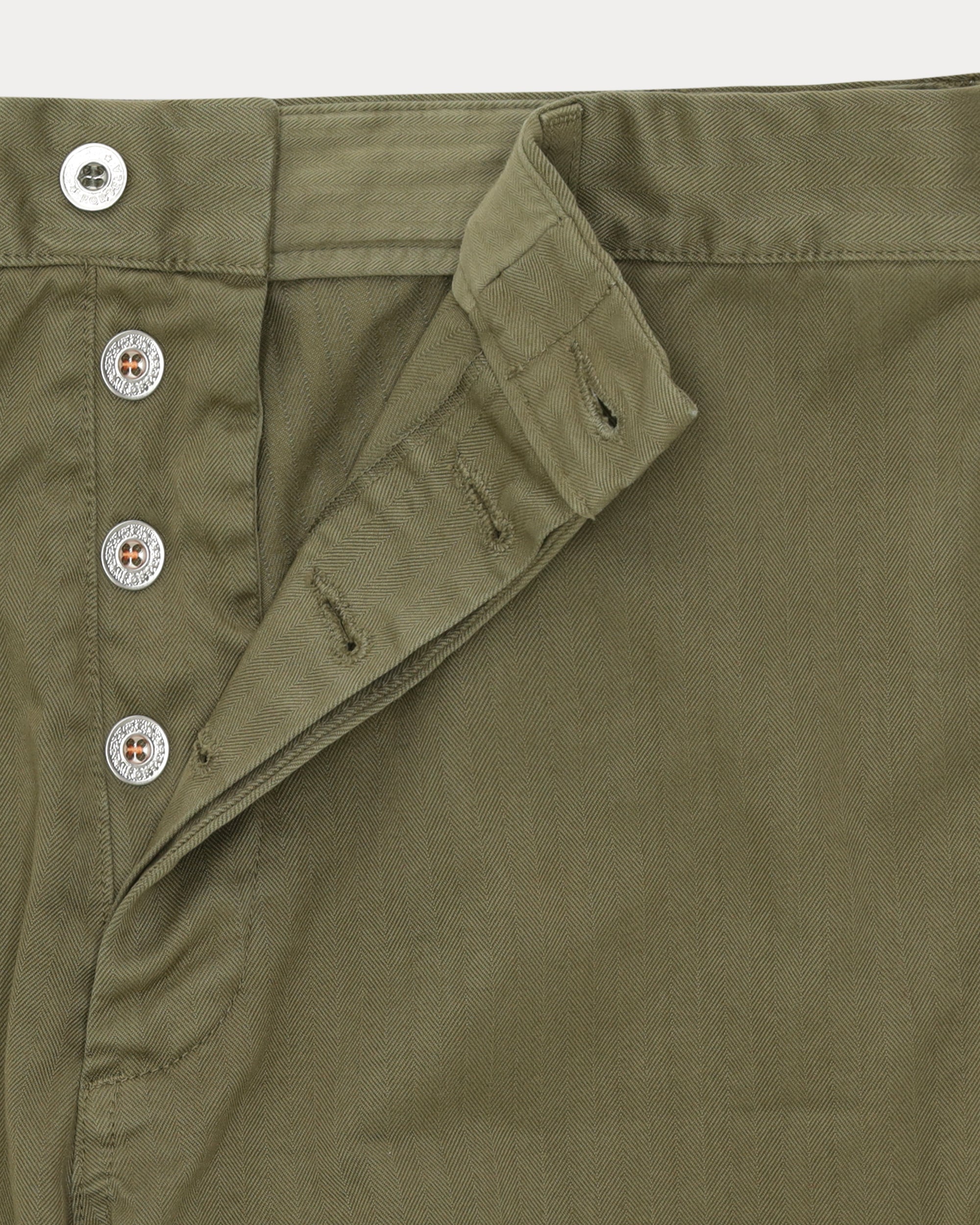 Silver Cotton Herringbone Trousers