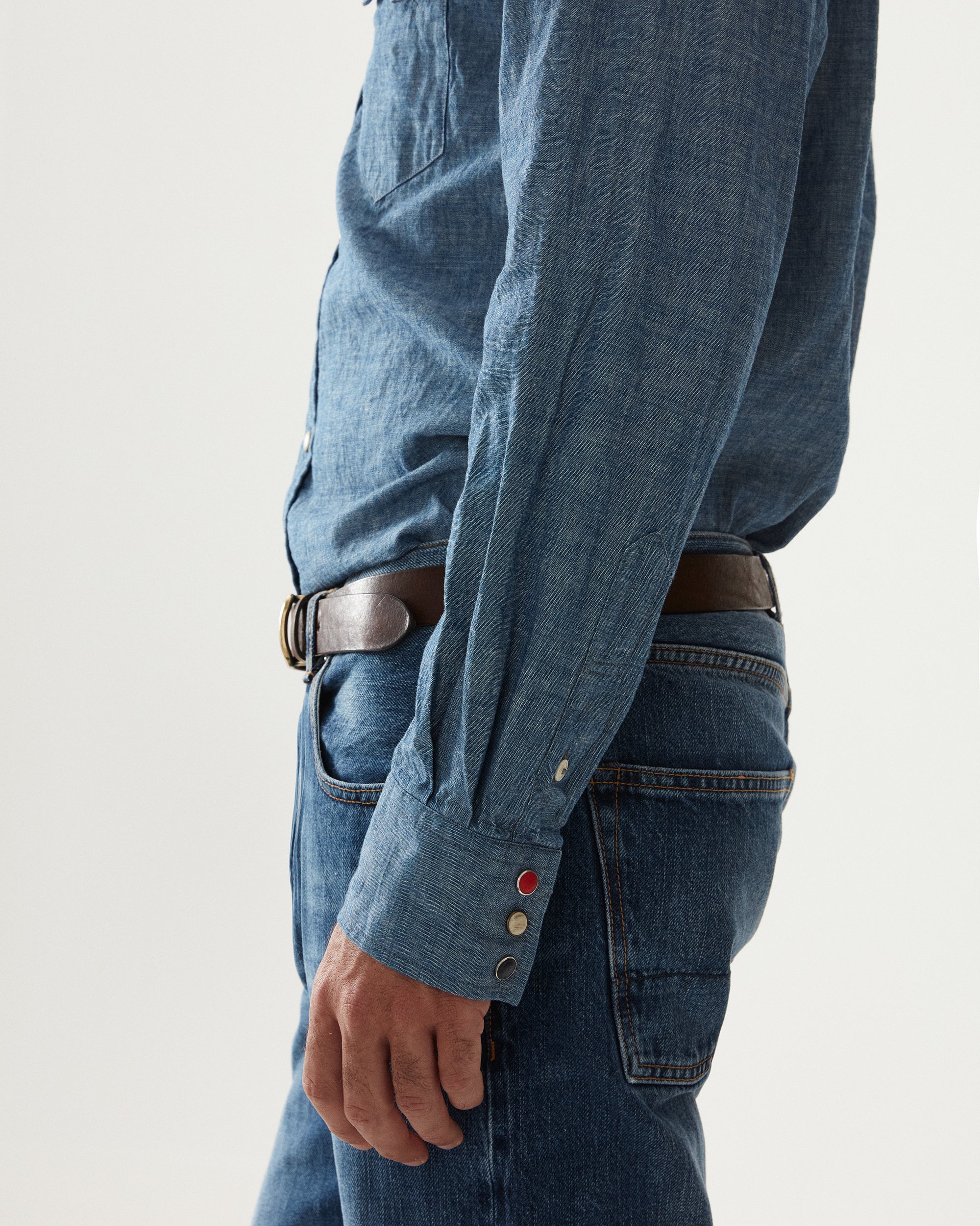 Smith Camicia Texana In Chambray