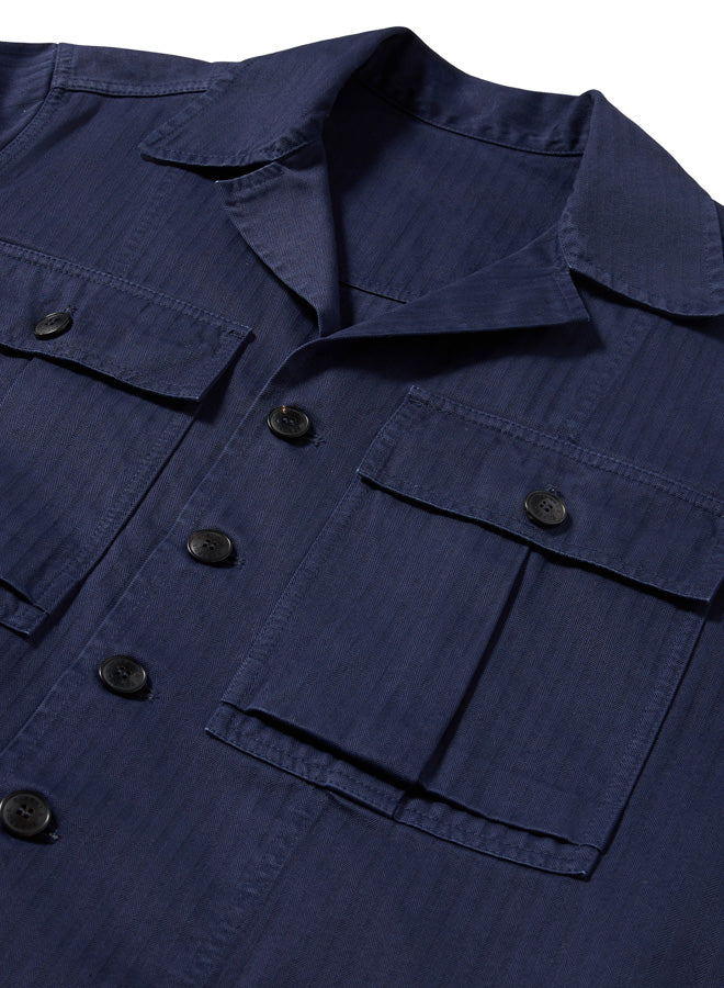 Solomon Overshirt In Herringbone Di Cotone